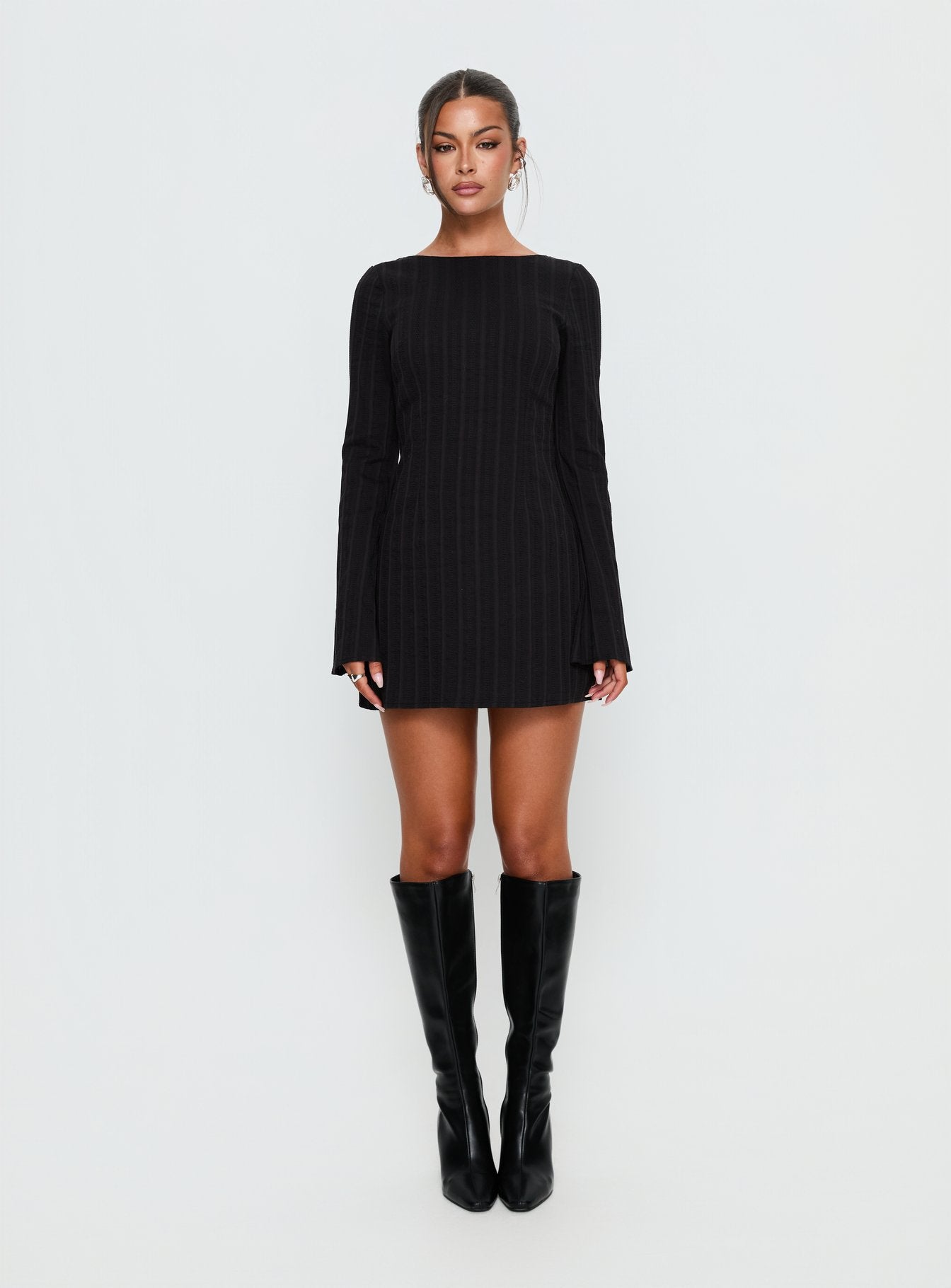 Alfalfa Long Sleeve Mini Dress Black - Image 6