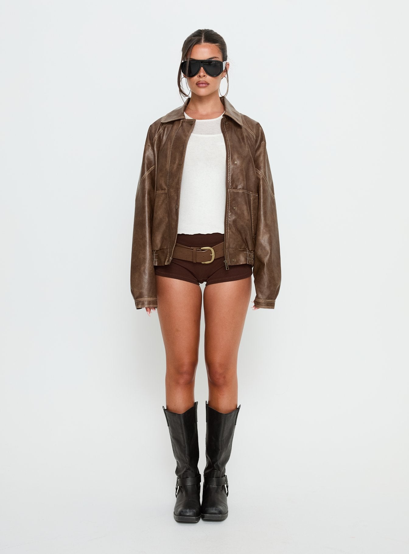 Jaxton Faux Leather Jacket Light Brown - Image 6