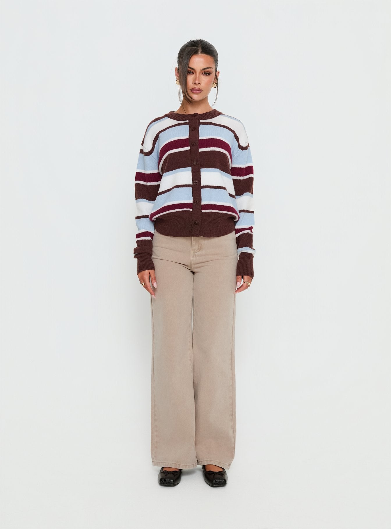 Soline Knit Cardigan Blue / Brown Stripe - Image 7
