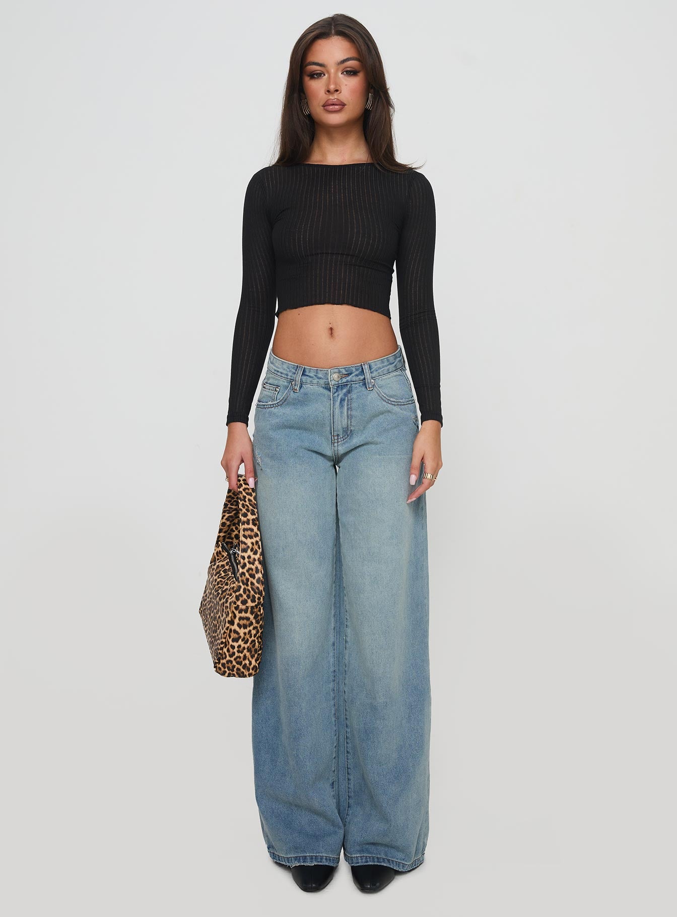 Demie Mid Rise Wide Leg Jeans Light Blue Wash - Image 7