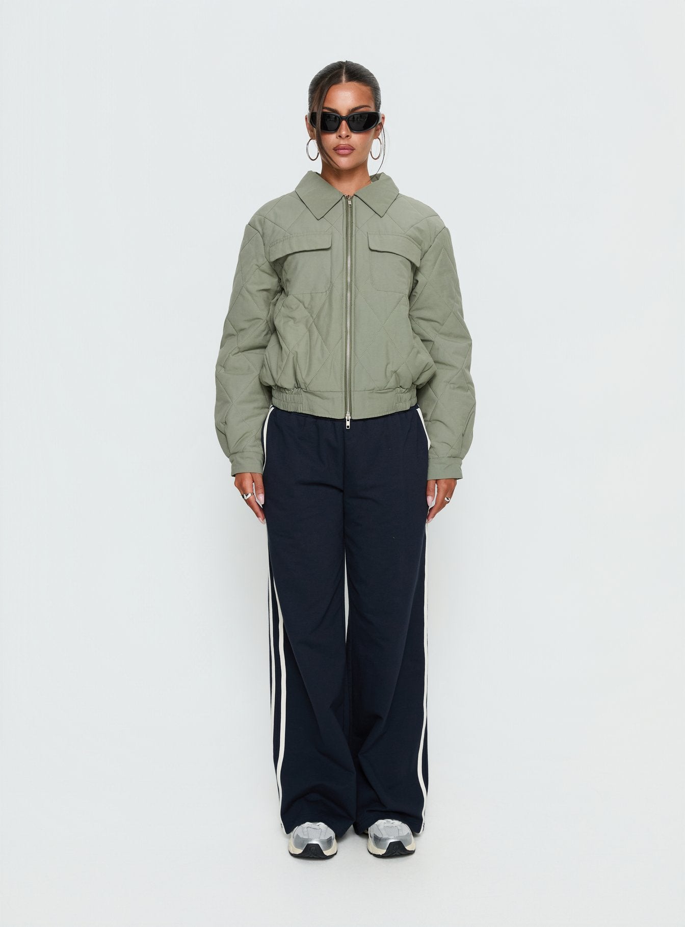 Denvar Quilted Bomber Jacket Green - Image 7