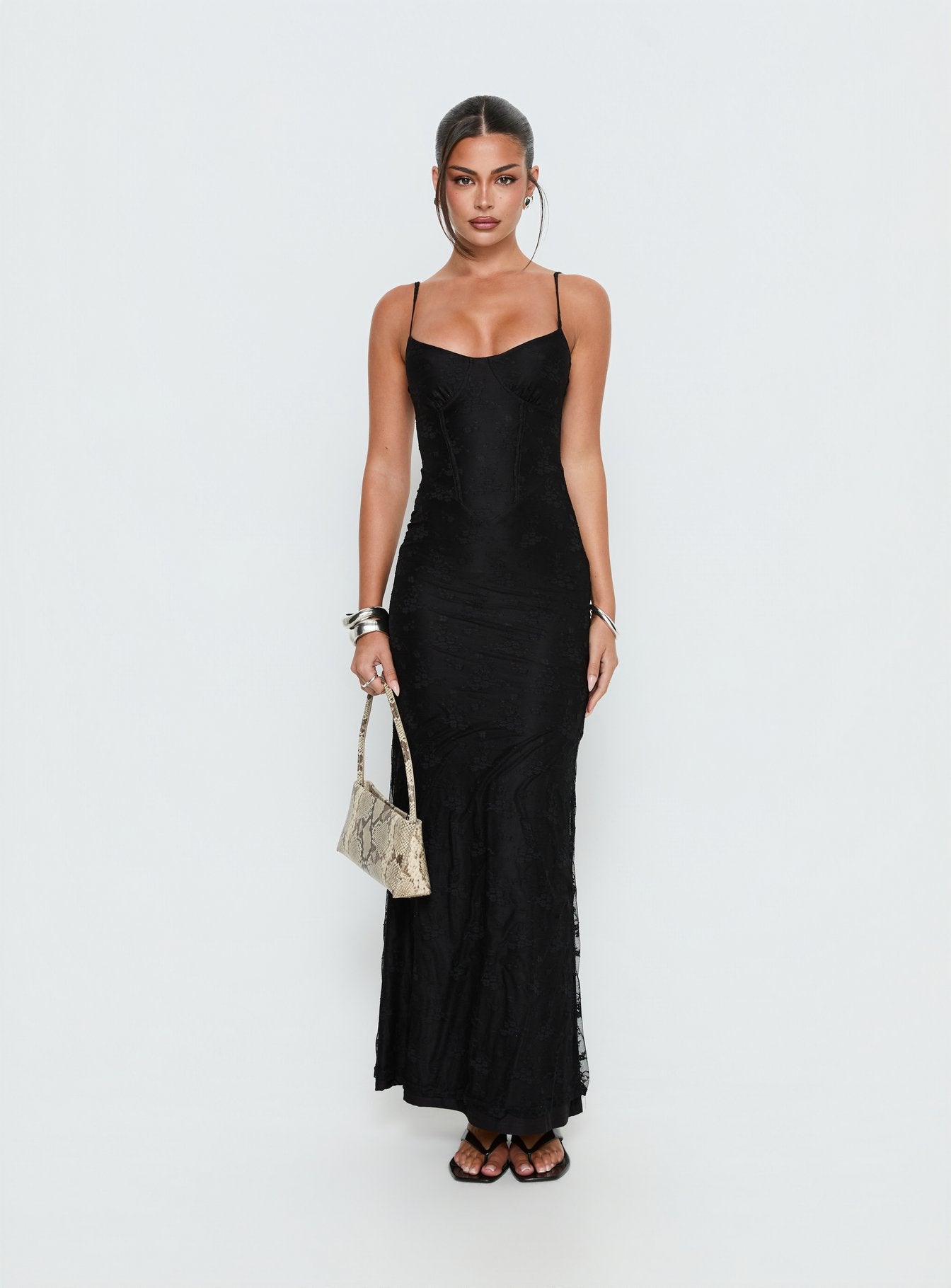 Amika Lace Maxi Dress Black - Image 6