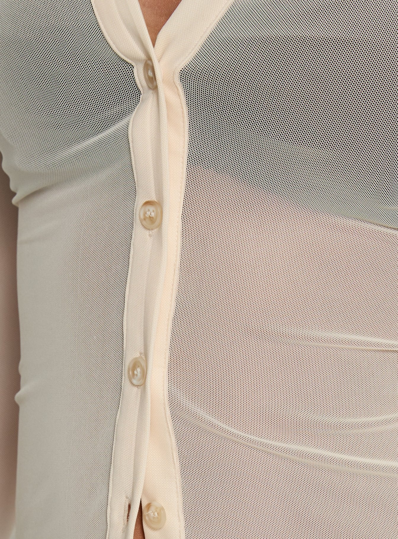 Two Of Us Sheer Long Sleeve Top Cream - Image 7