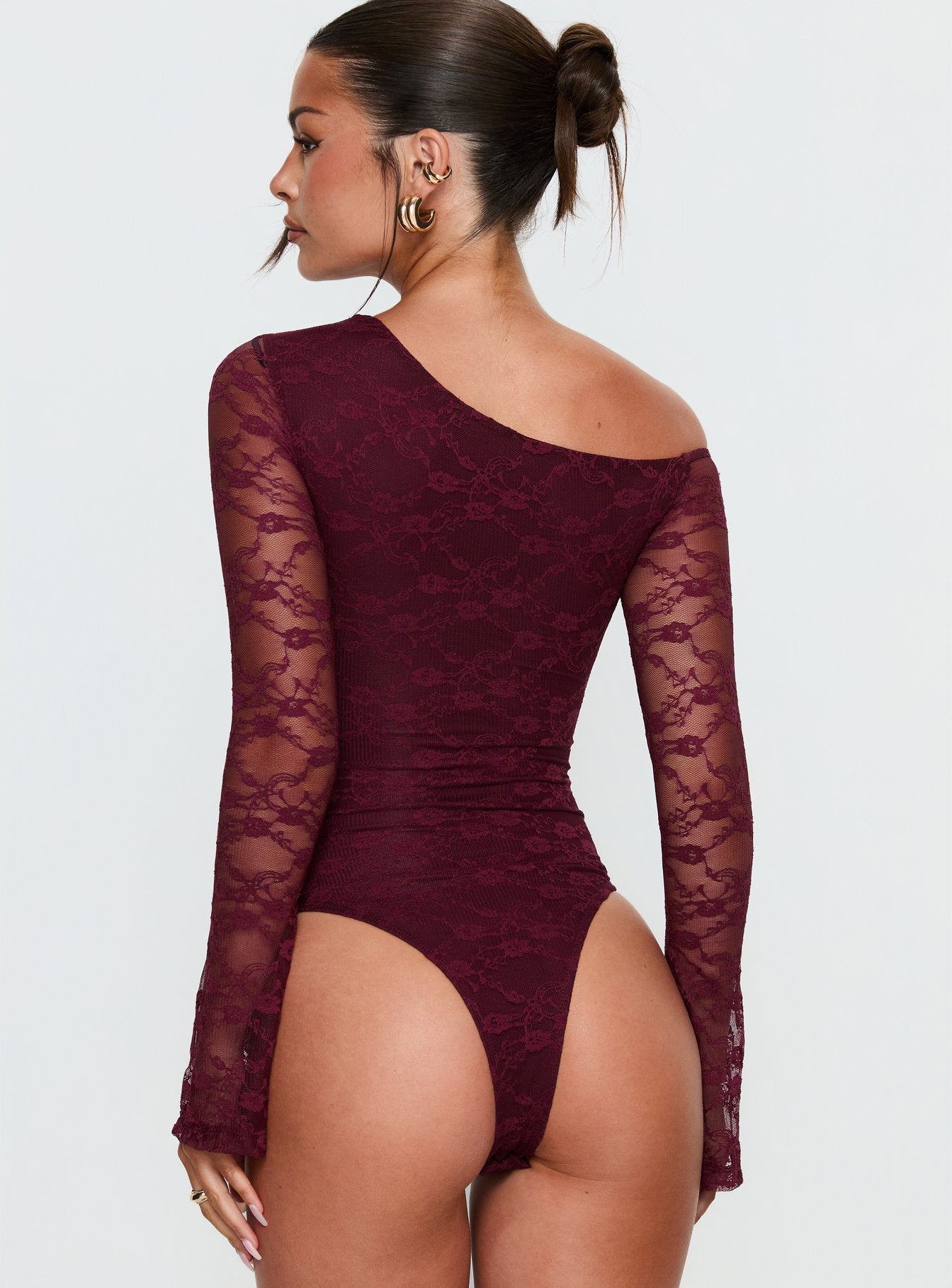 Macaria Long Sleeve Lace Bodysuit Red - Image 6