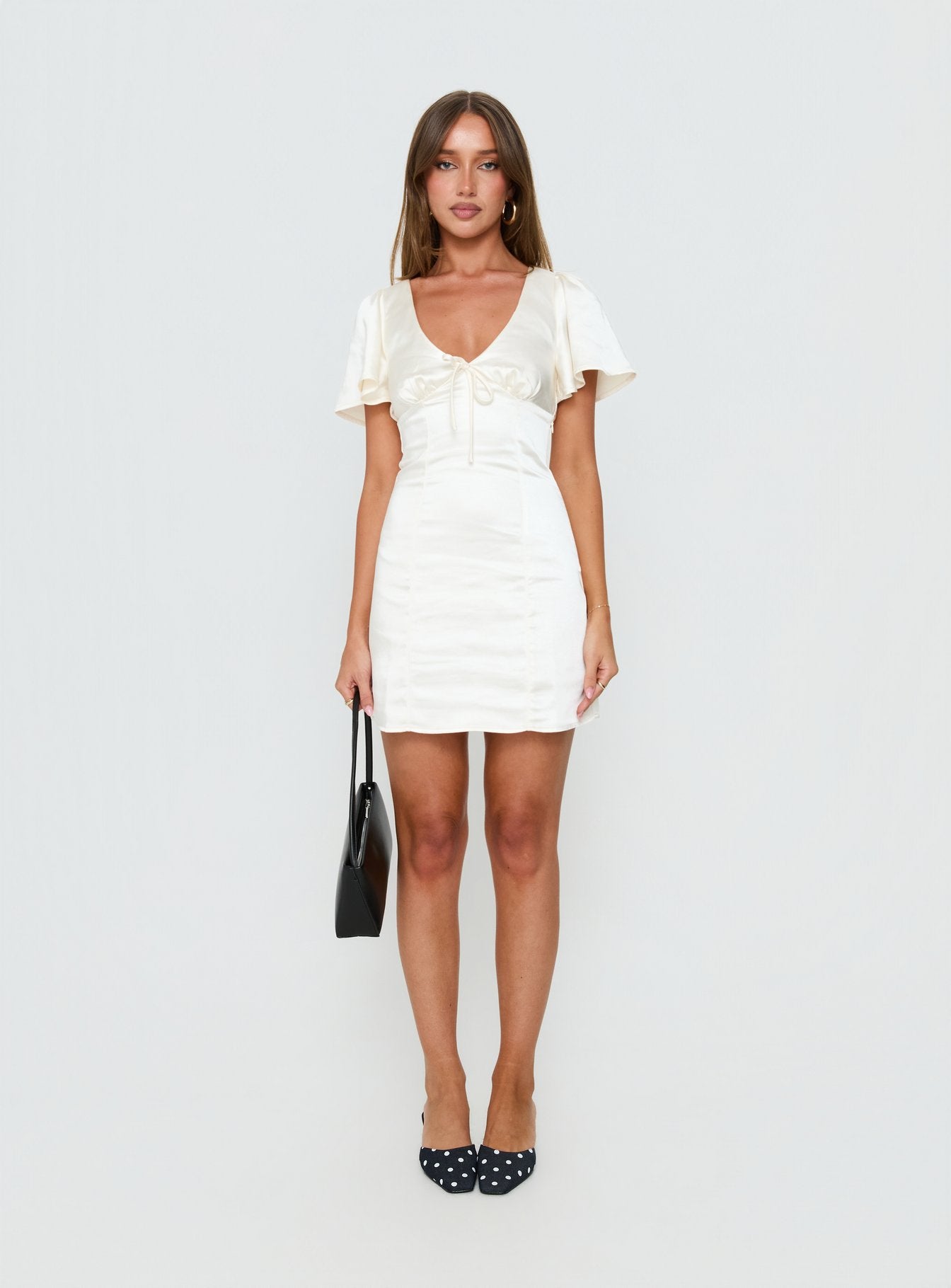 Sun Will Rise Tie Detail Mini Dress Cream - Image 7