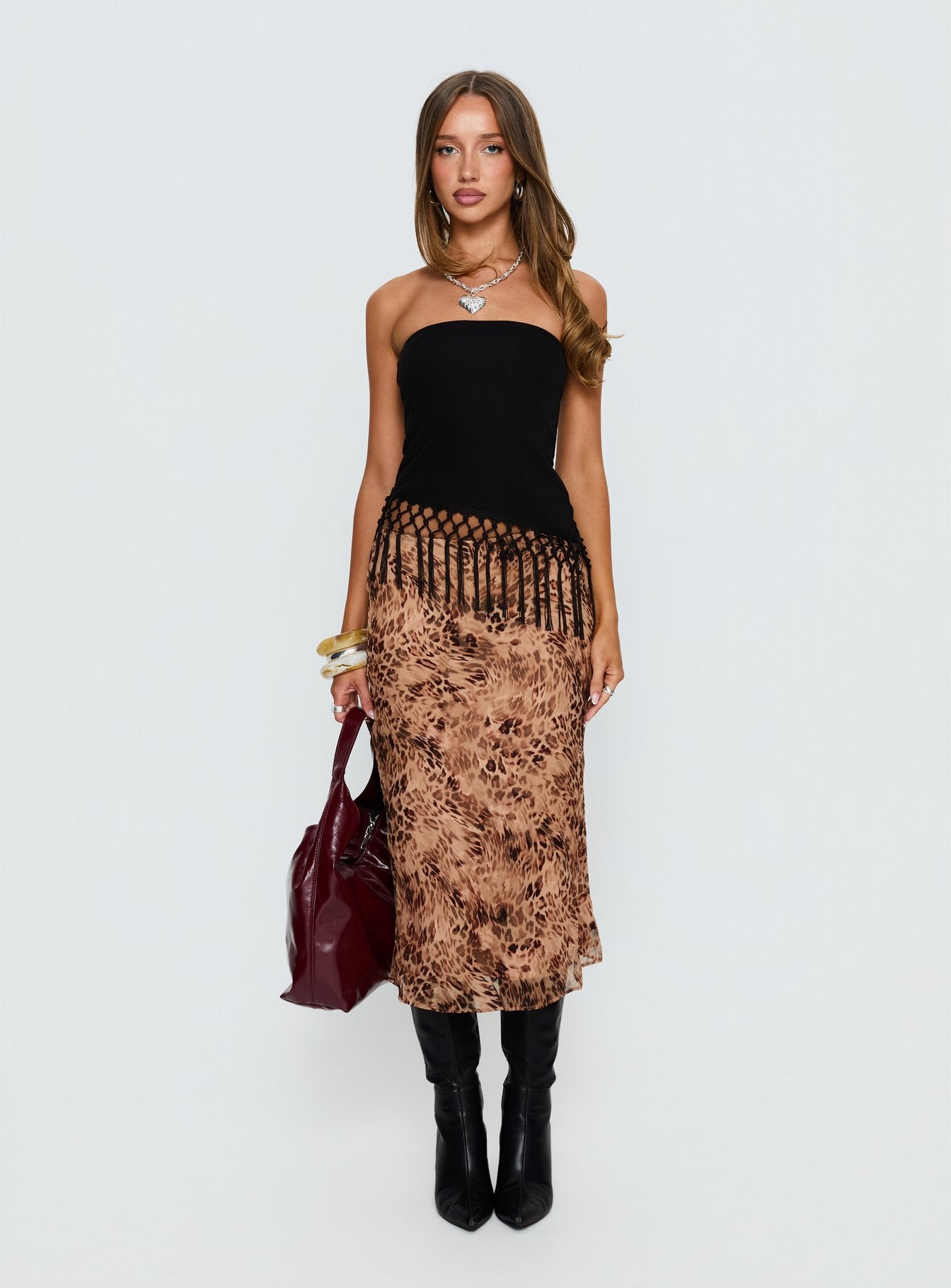 Kahlei Strapless Fringe Detail Top Black - Image 8