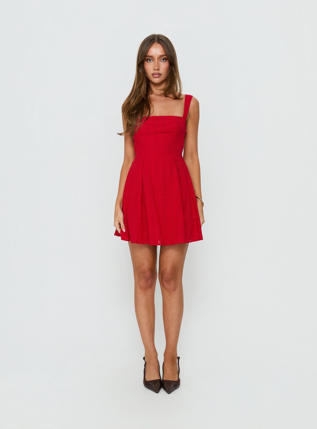 Xanthus Embroidered Mini Dress Red - Image 7