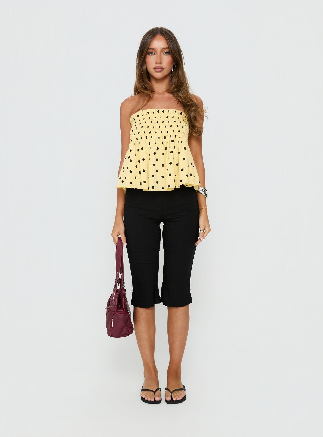 Peachy Keen Frill Cami Top Yellow Polka Dot - Image 7