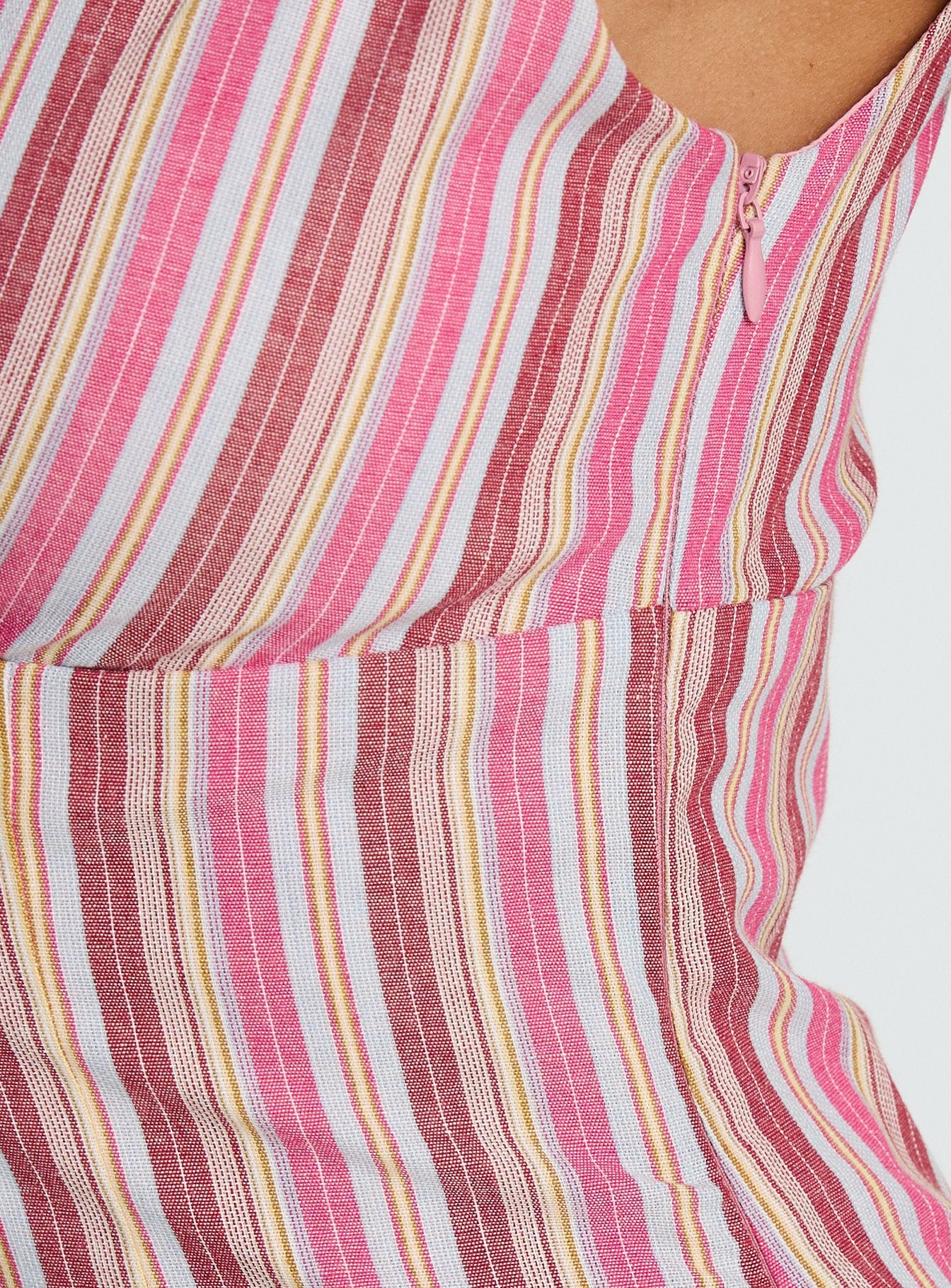 Daphney Plunge Mini Dress Pink Stripe - Image 6