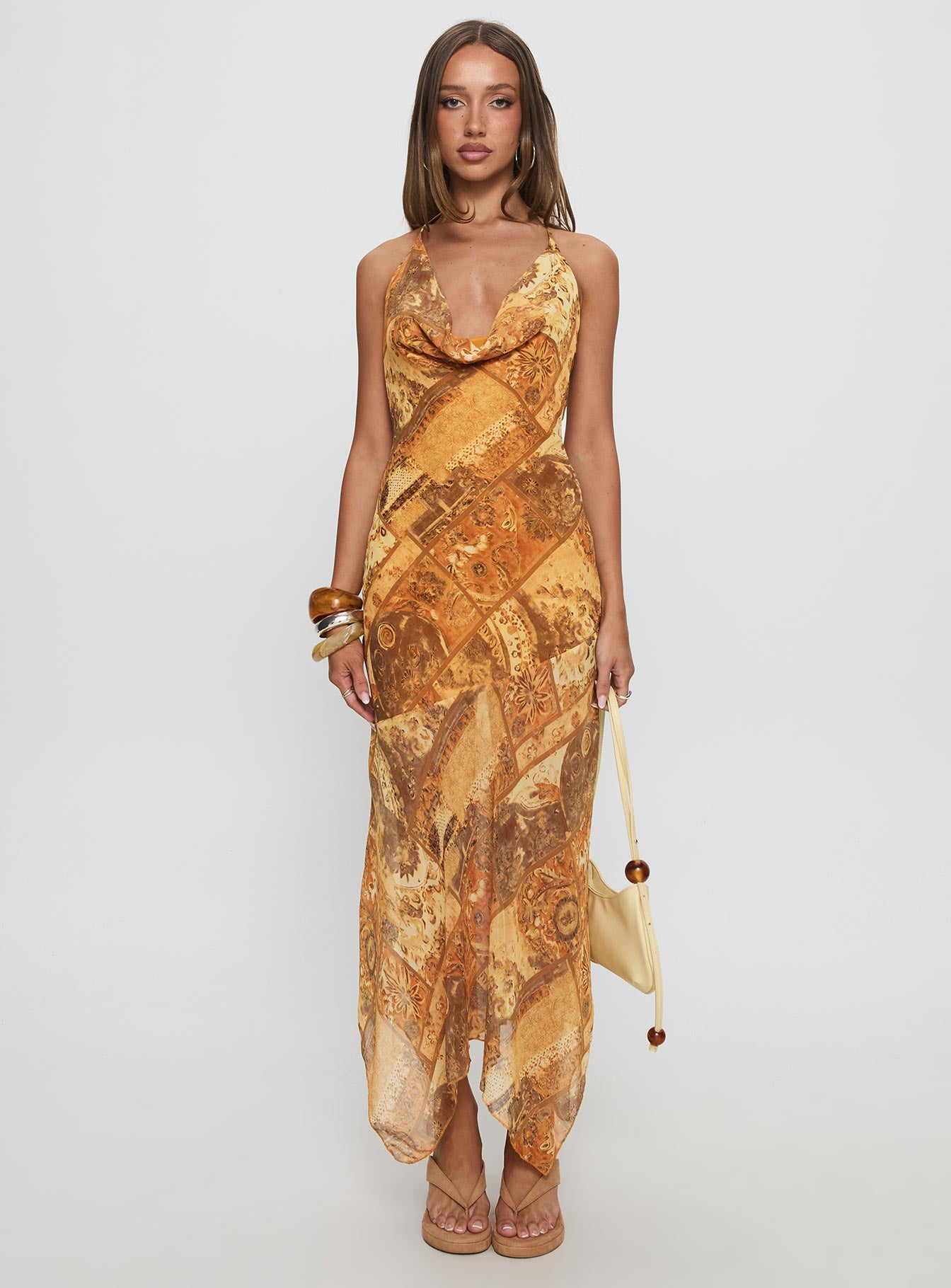 Lyanna Halter Cowl Neck Maxi Dress Multi - Image 8