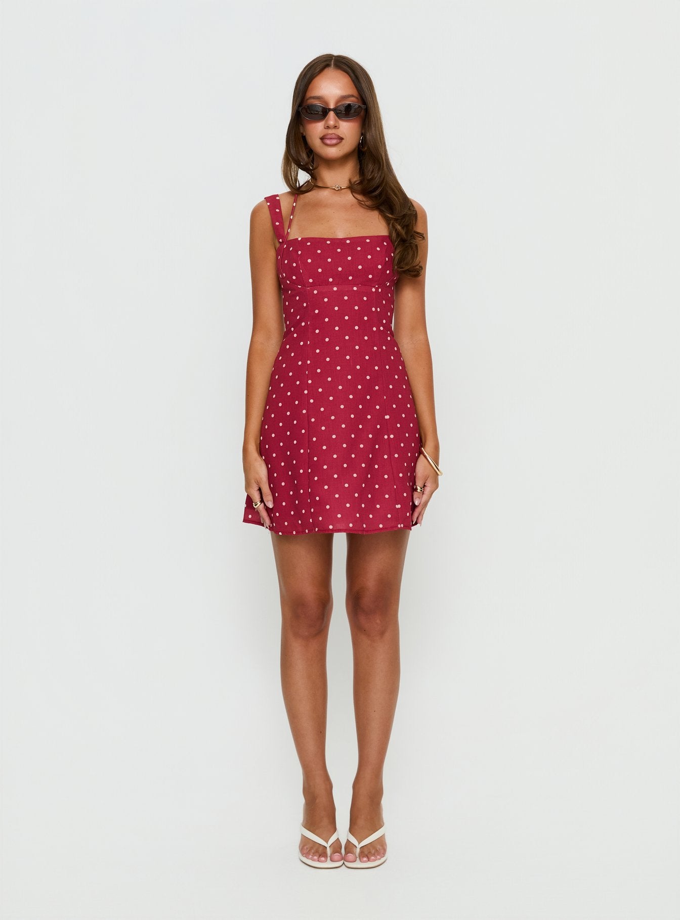 Kourtnae Halter Mini Dress Red Polka Dot - Image 7