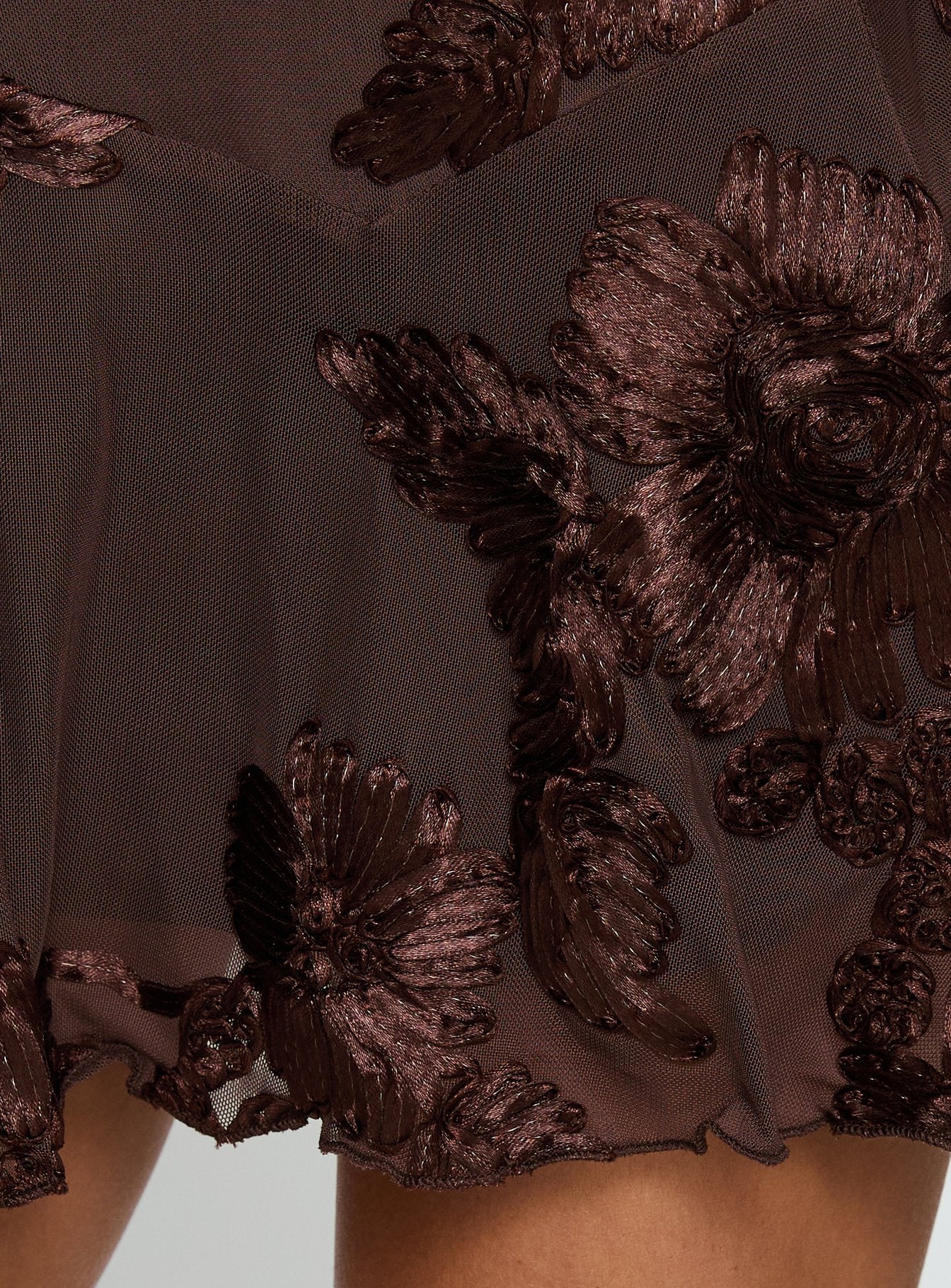 Meadow of Dreams Strapless Mini Dress Brown Floral Burnout - Image 6