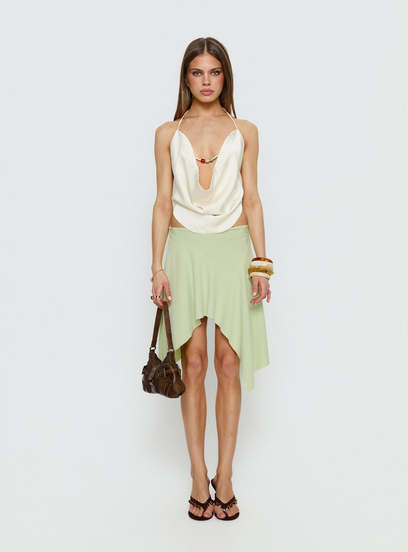 Daelen Waterfall Midi Skirt Mint - Image 7