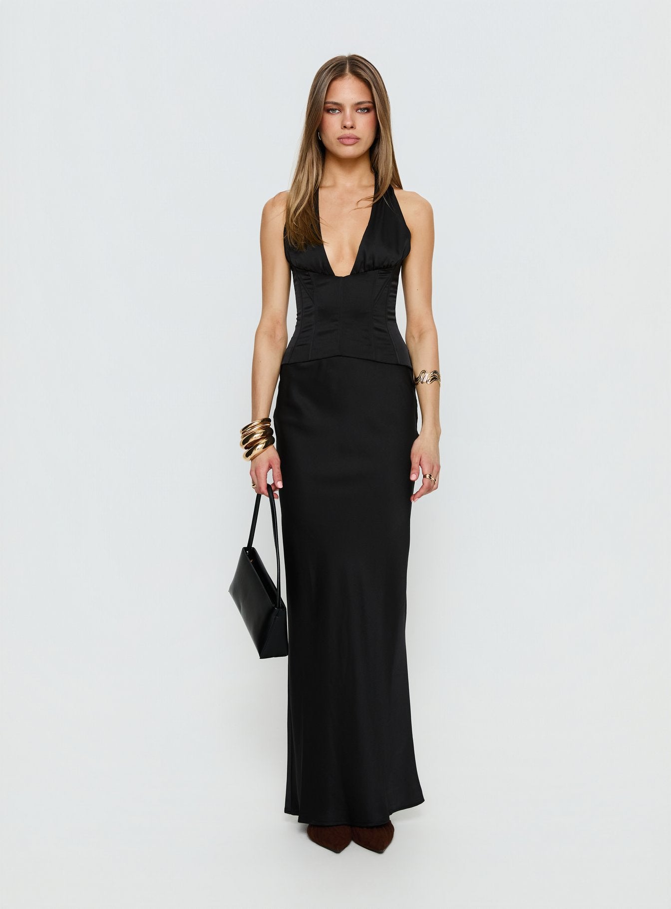 In A Trance Halter Corset Maxi Dress Black - Image 7