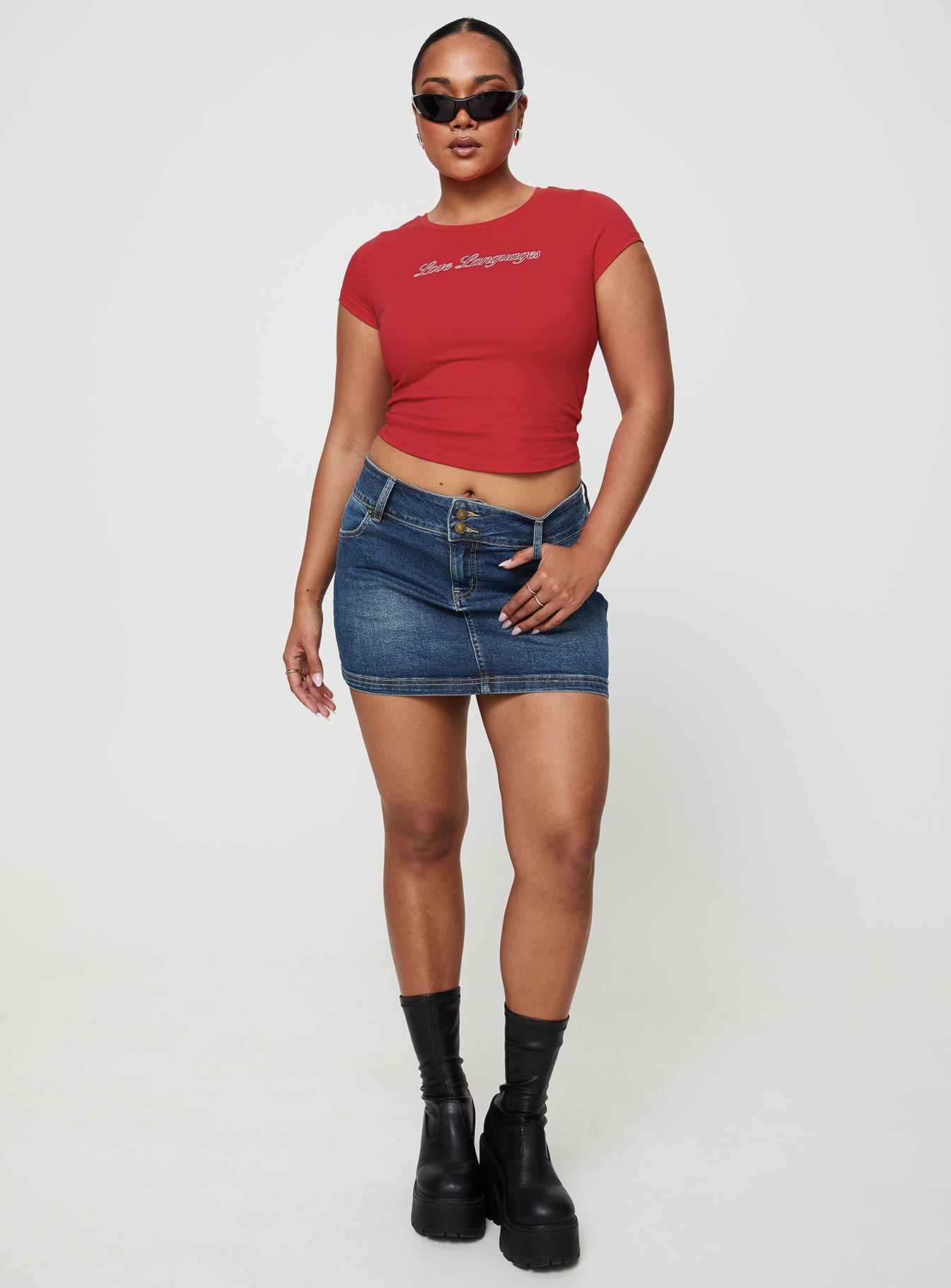 Faya Low Rise Mini Denim Skirt Vintage Dark Wash Tall - Image 7