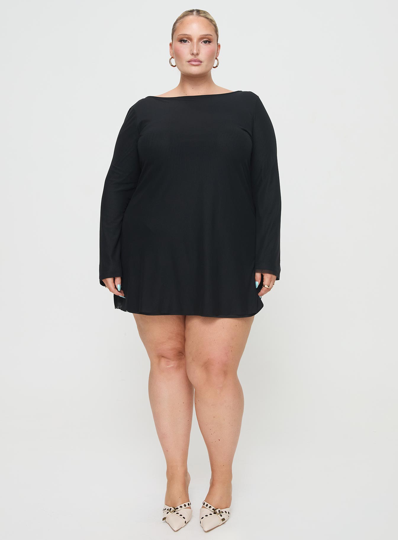 Lukea Long Sleeve Mini Dress Black Curve - Image 6