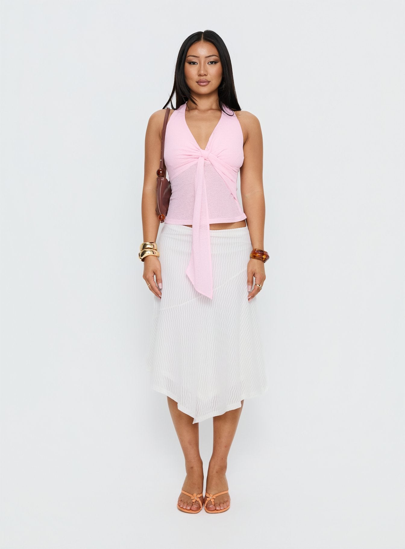 Adrea Asymmetrical Midi Skirt White - Image 7