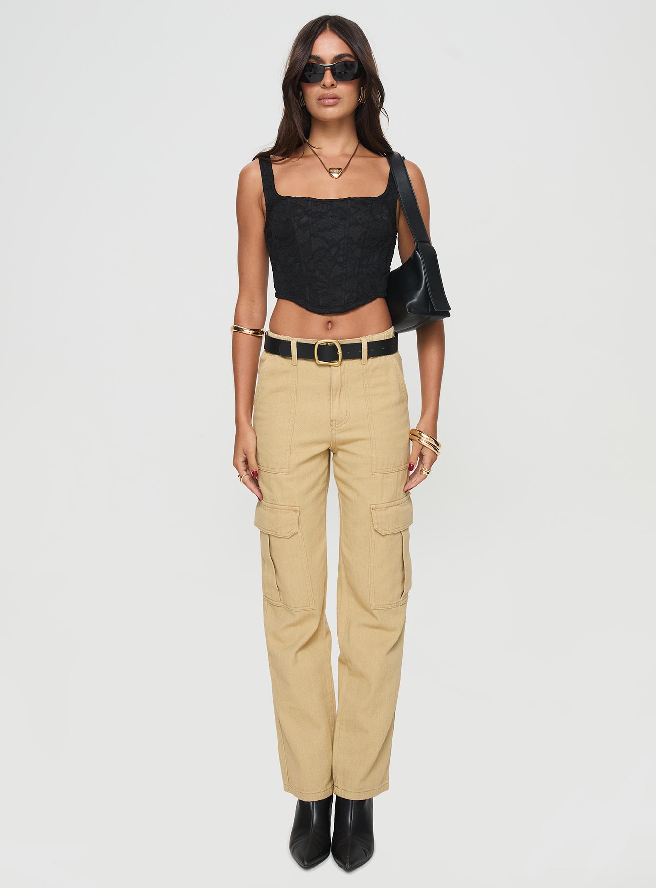 Nickei Utility Cargo Pants Beige - Image 6