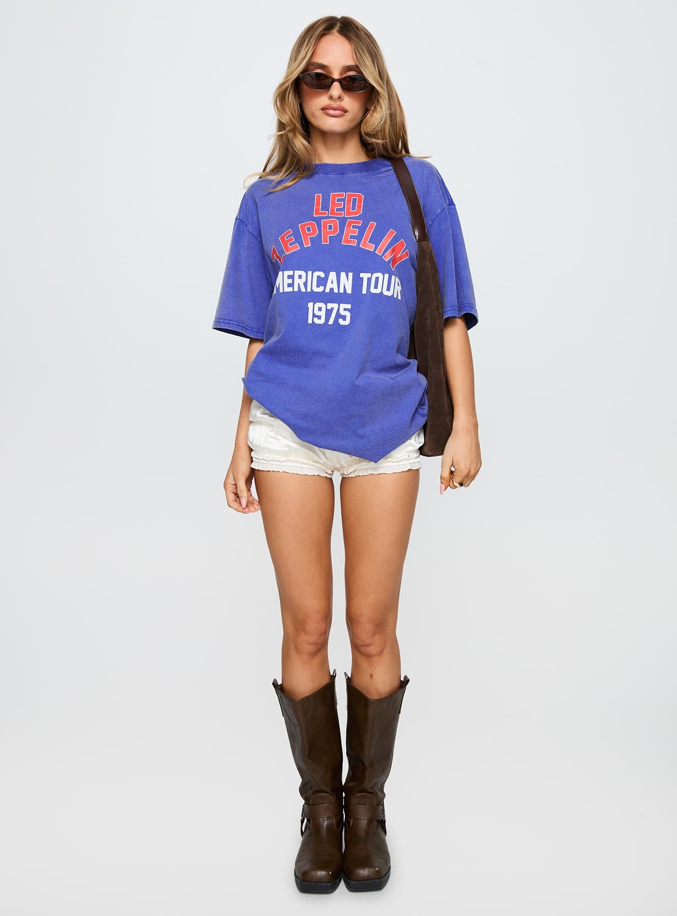 Led Zeppelin Vintage Oversized Graphic Tee Blue - Image 7