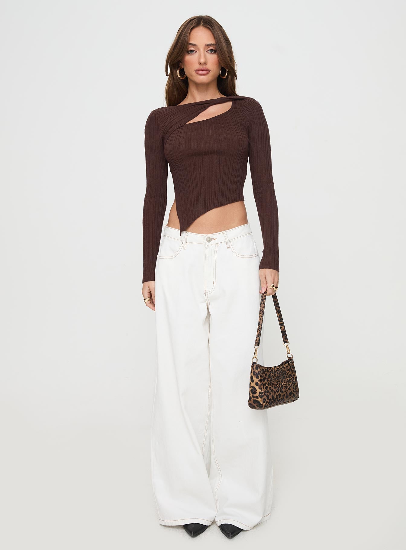 Ellara Long Sleeve Top Brown - Image 7