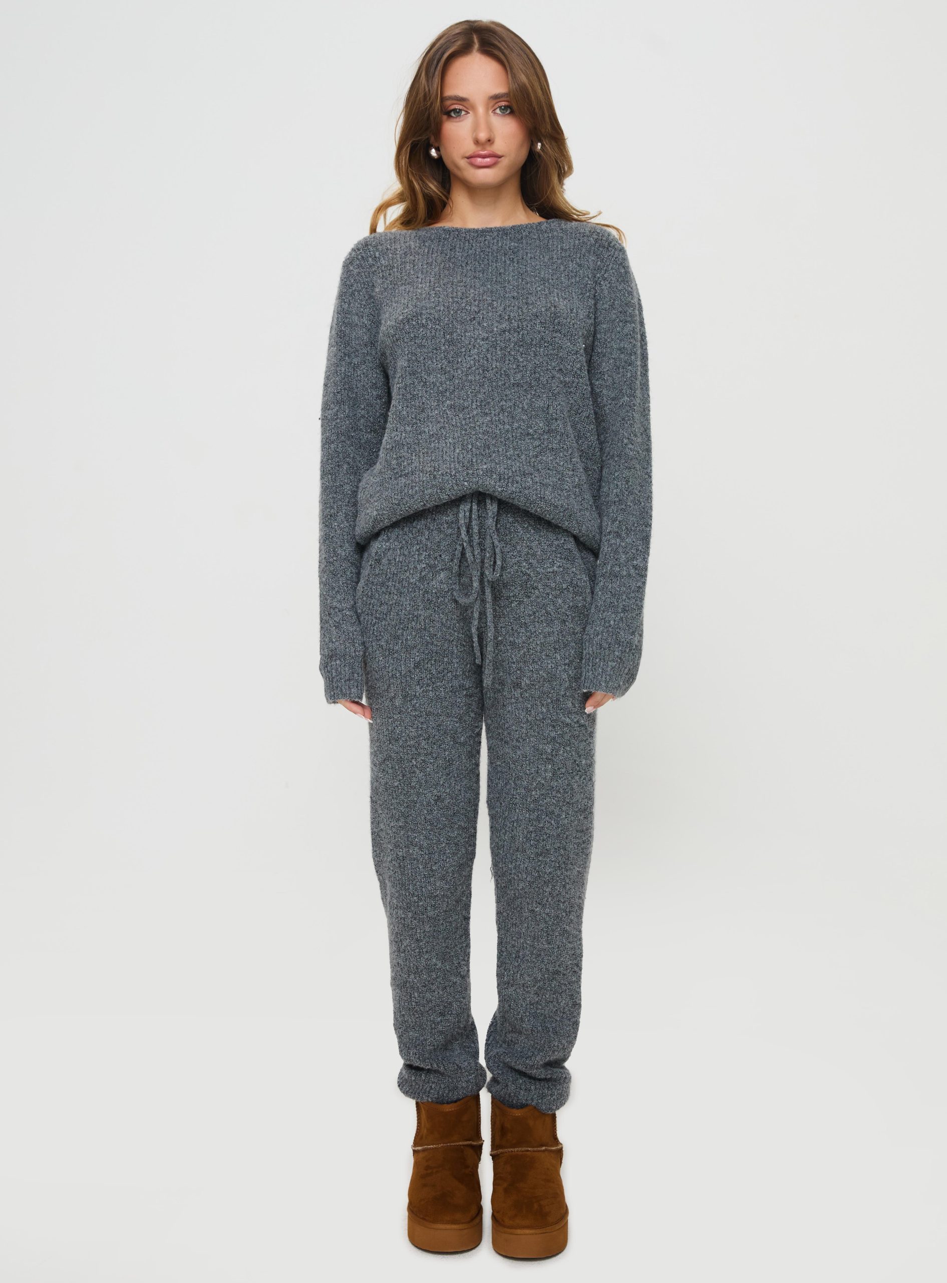 Abrams Rib Knit Pants Charcoal Marle - Image 7