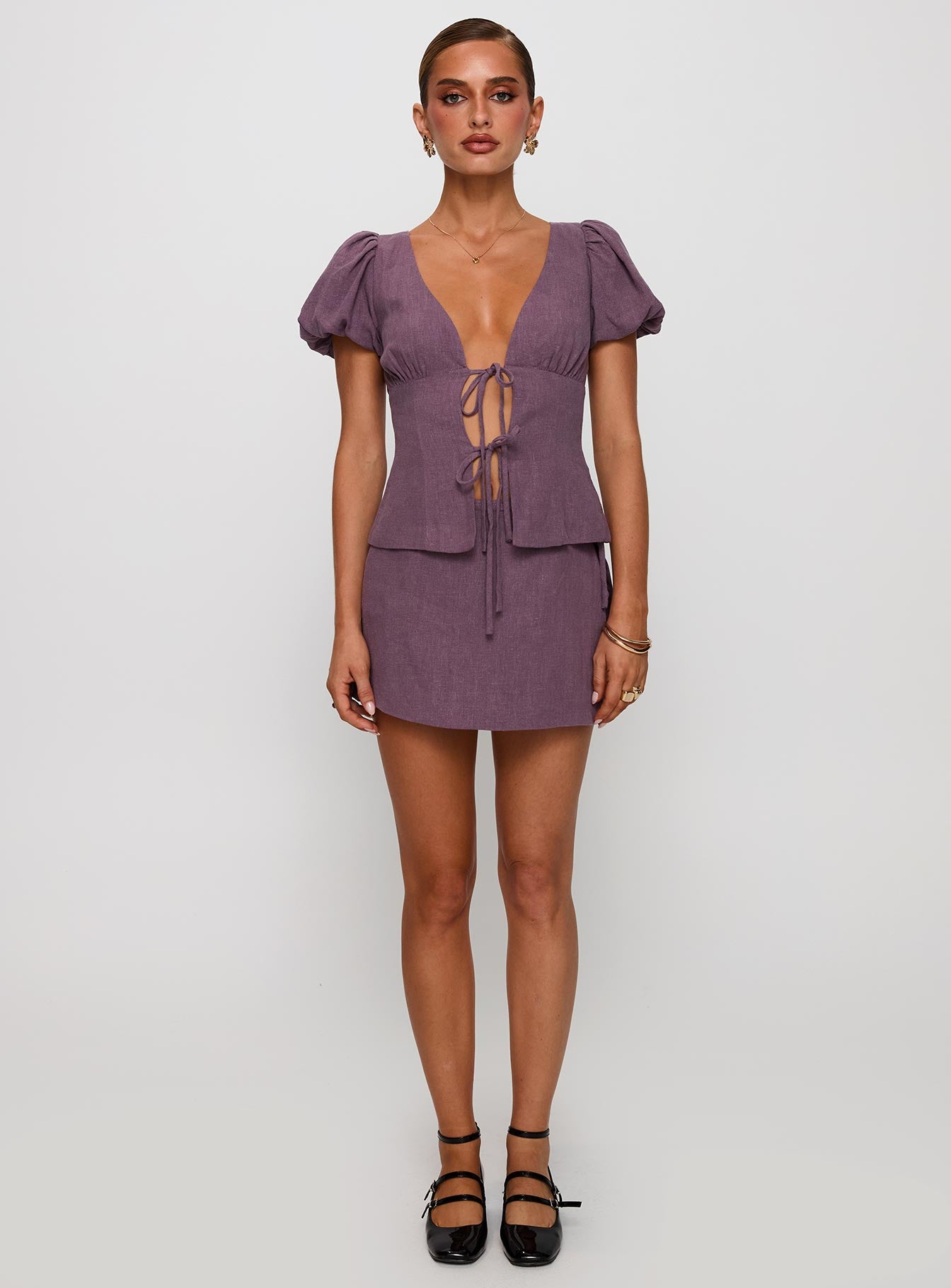 Gulliver Tie Side Mini Skort Mauve - Image 7