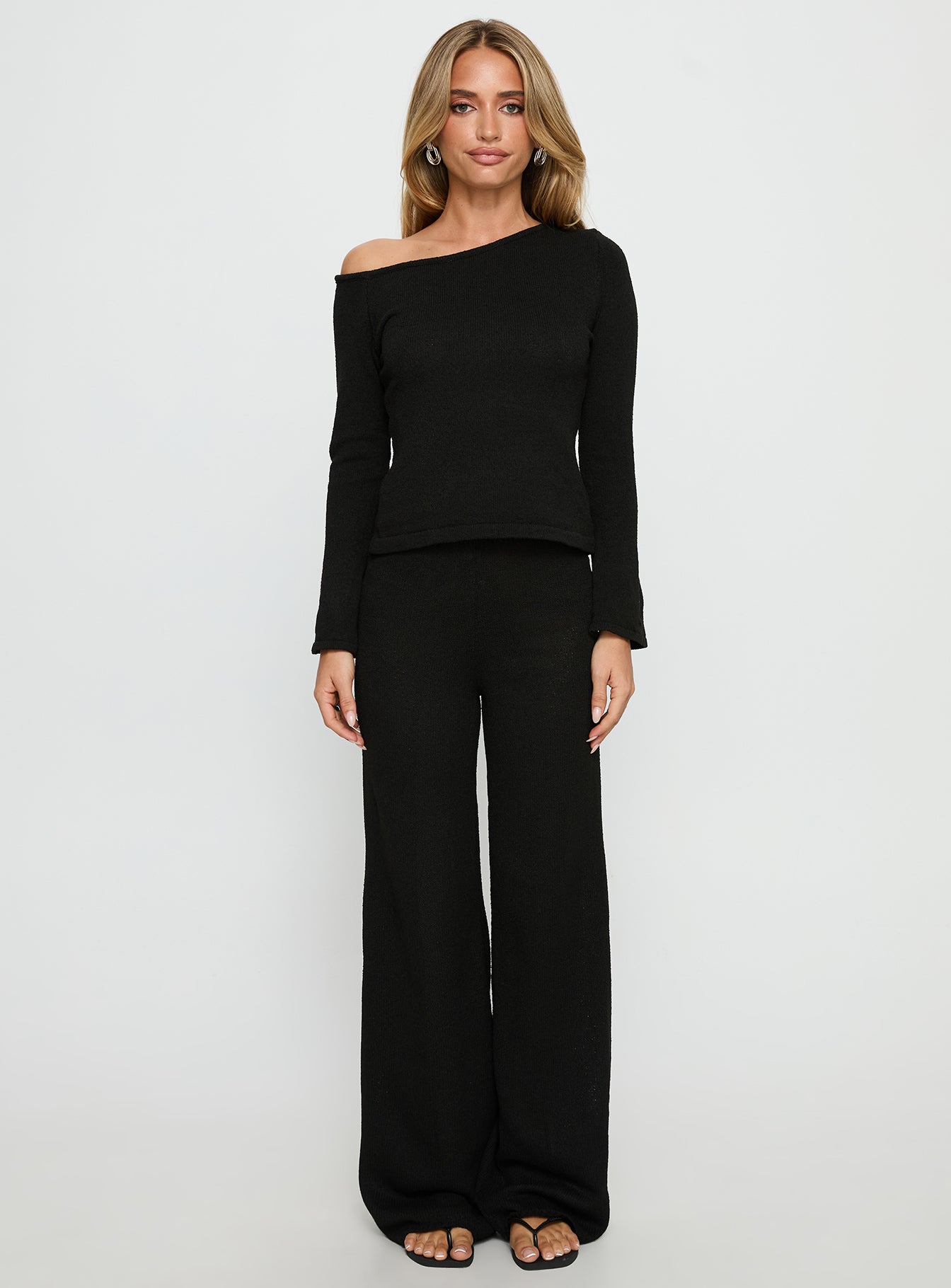 Jaede Off Shoulder Knit Sweater Black - Image 6