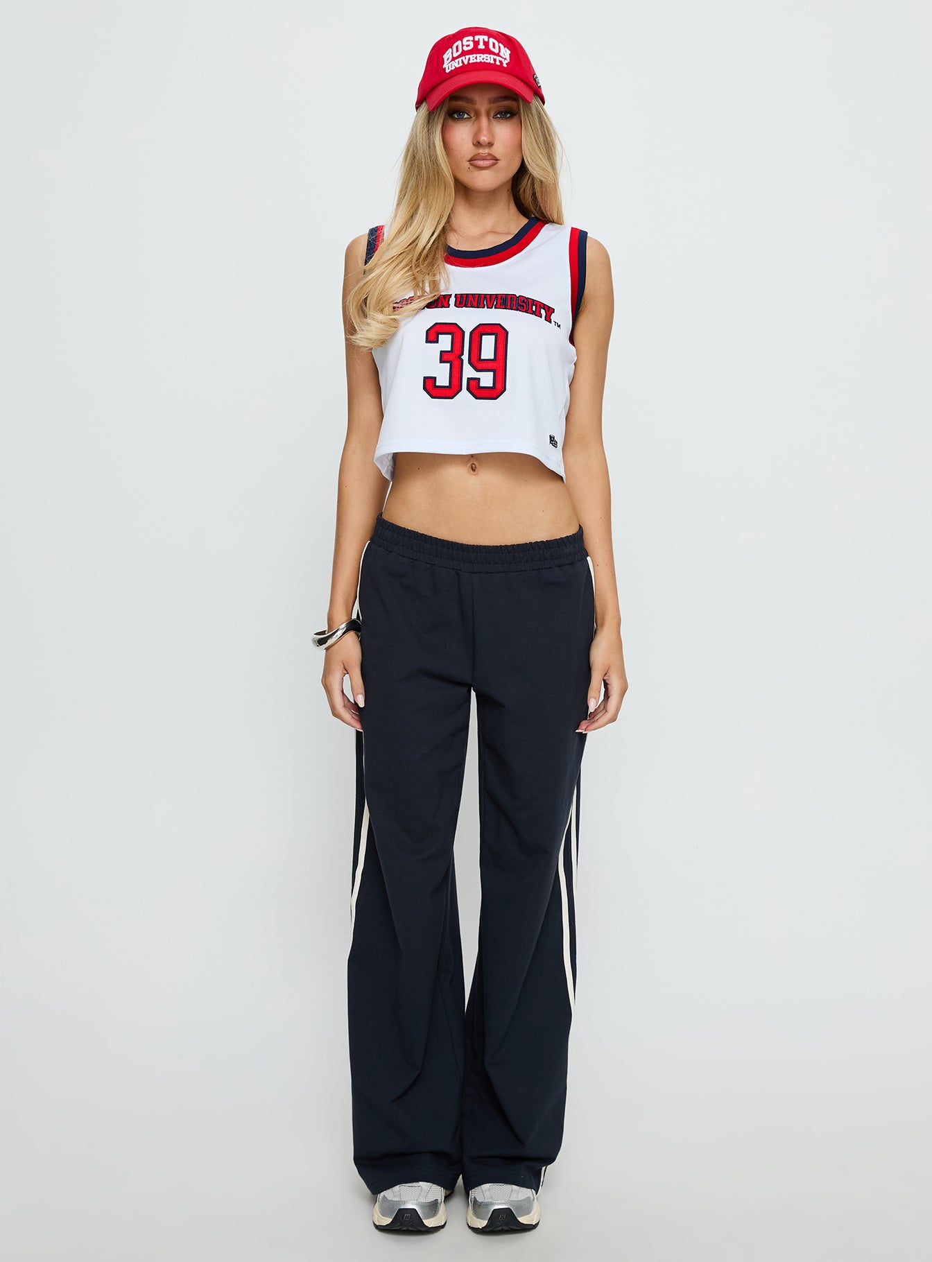 BU Cropped Basketball Jersey Tank White - Image 7