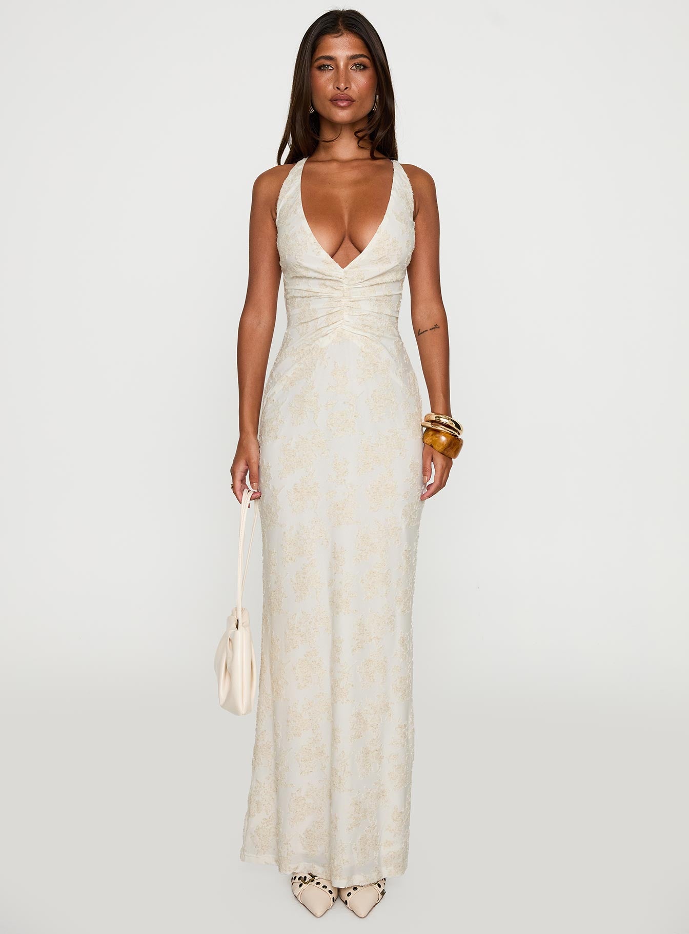 Starcrossed Halter Maxi Dress Cream - Image 7