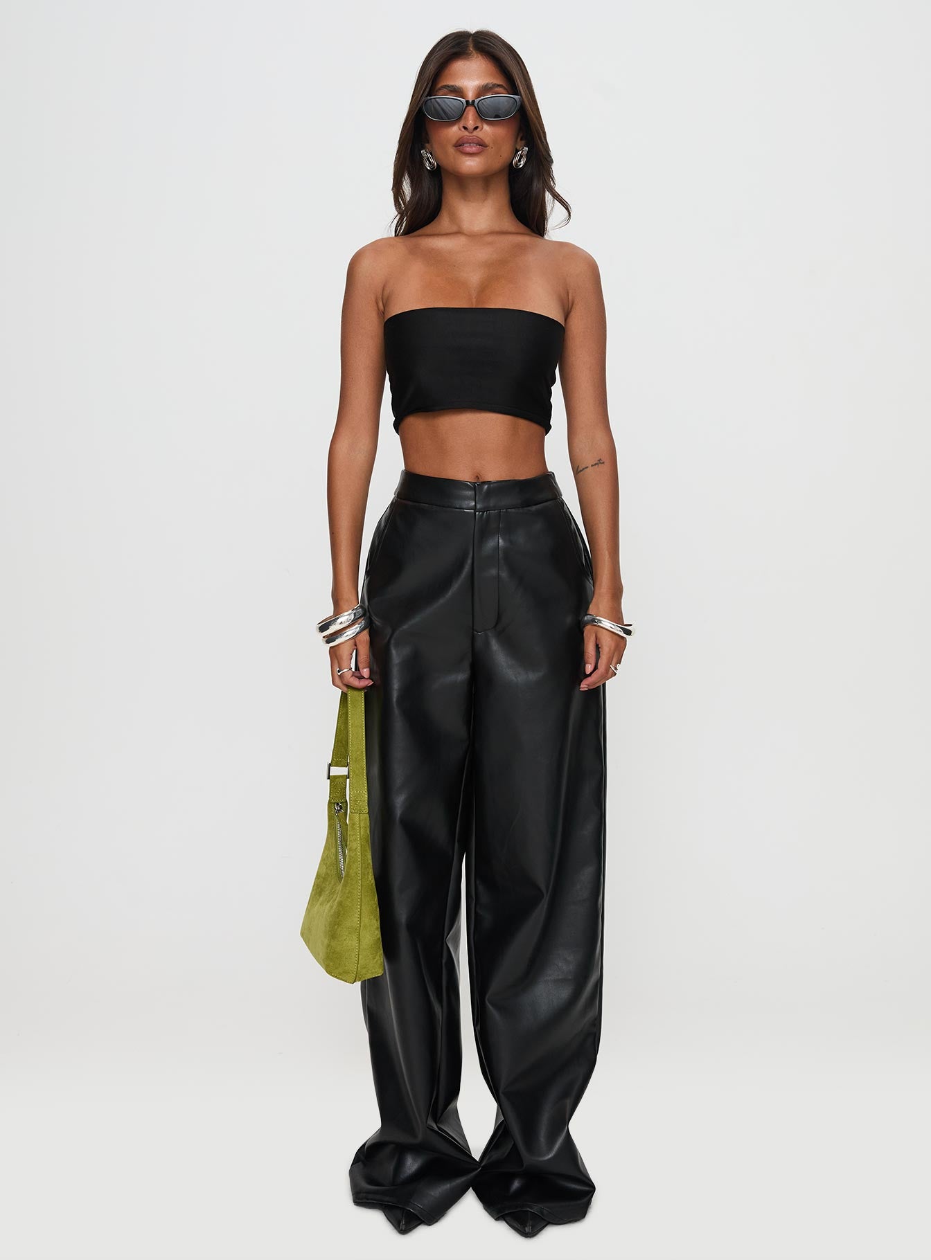 Tempted Faux Leather Pant Black - Image 7
