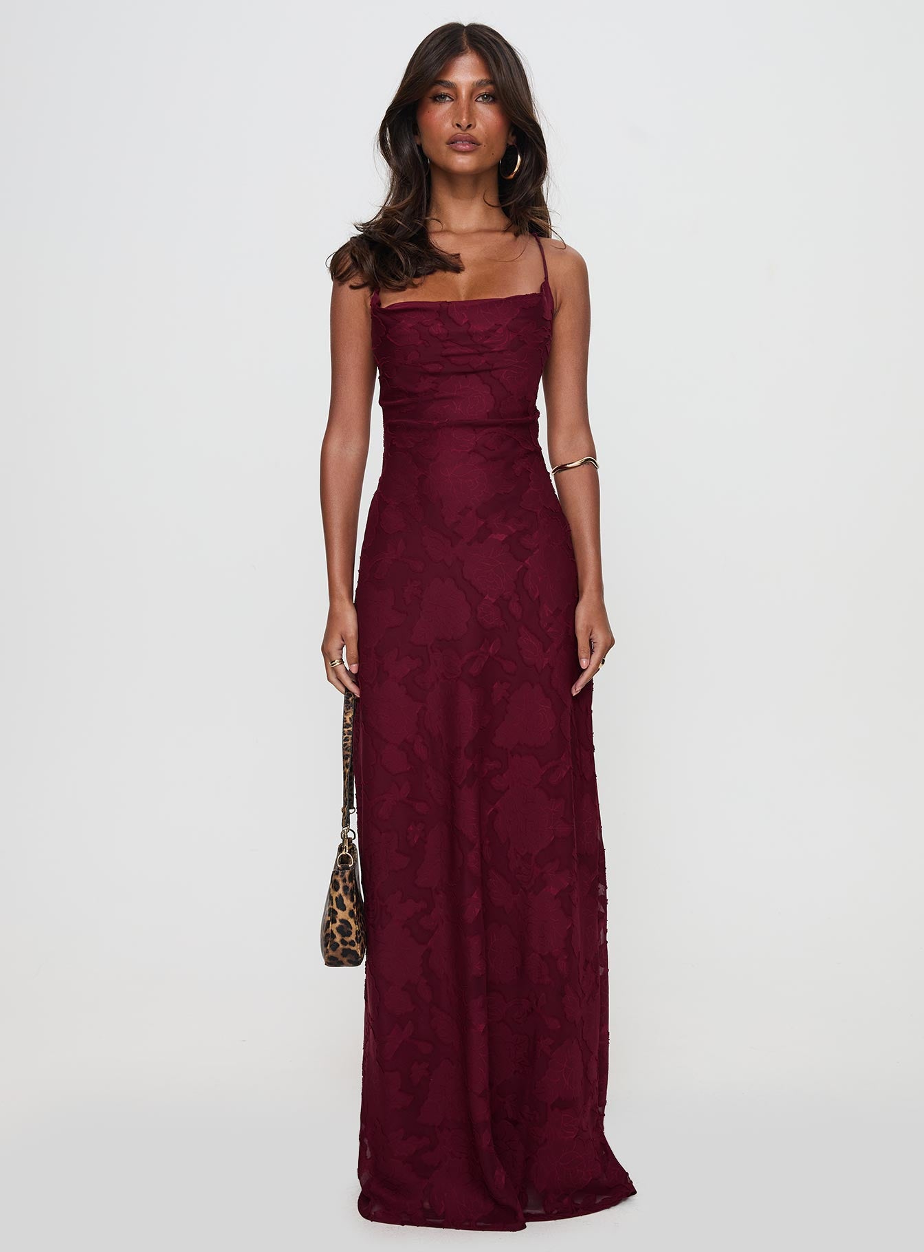 Celena Maxi Dress Burgundy Burnout - Image 7