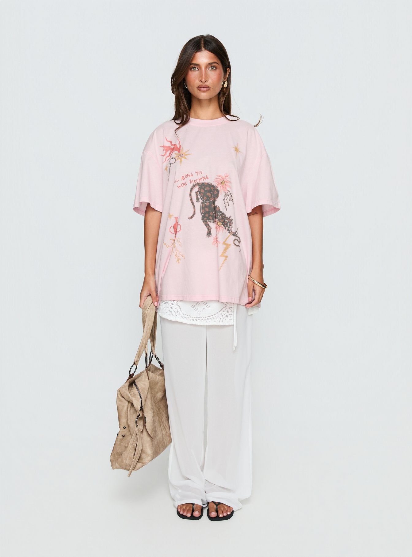 Blooming Love Oversized Graphic Tee Pink - Image 6