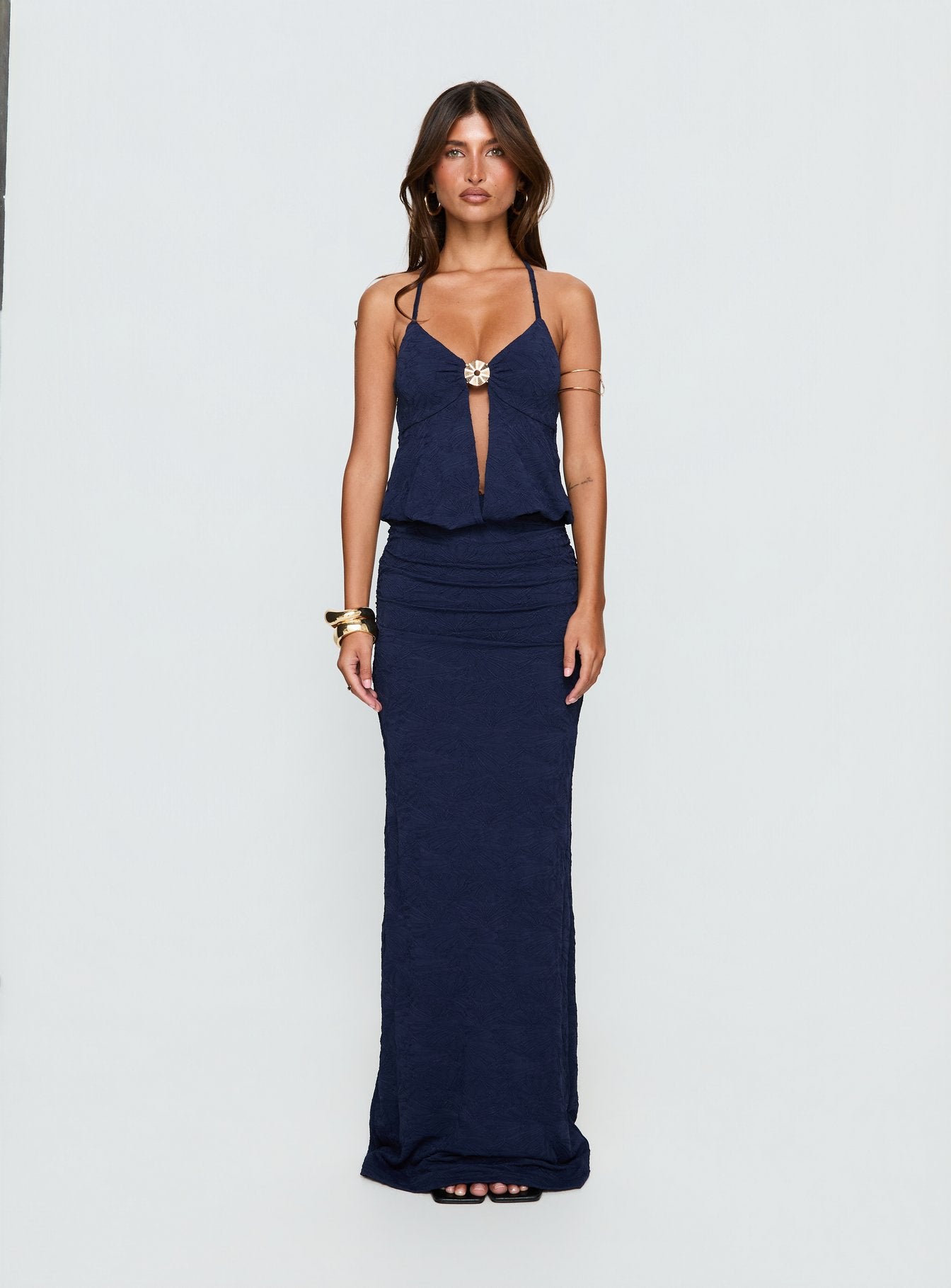Sungold Halter Maxi Dress Navy - Image 6