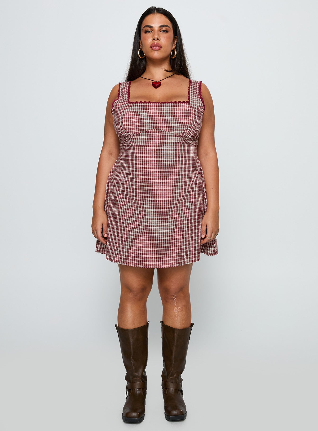Dasha Mini Dress Red Check Curve - Image 7