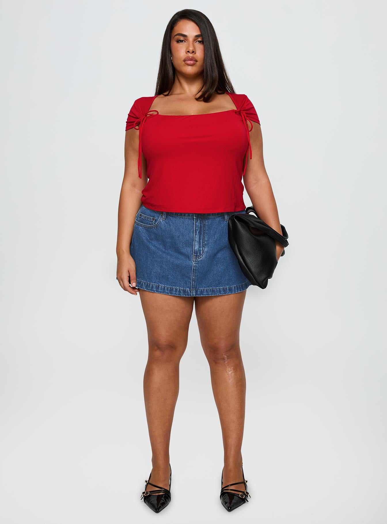 Daena Tie Detail Top Red Curve - Image 6