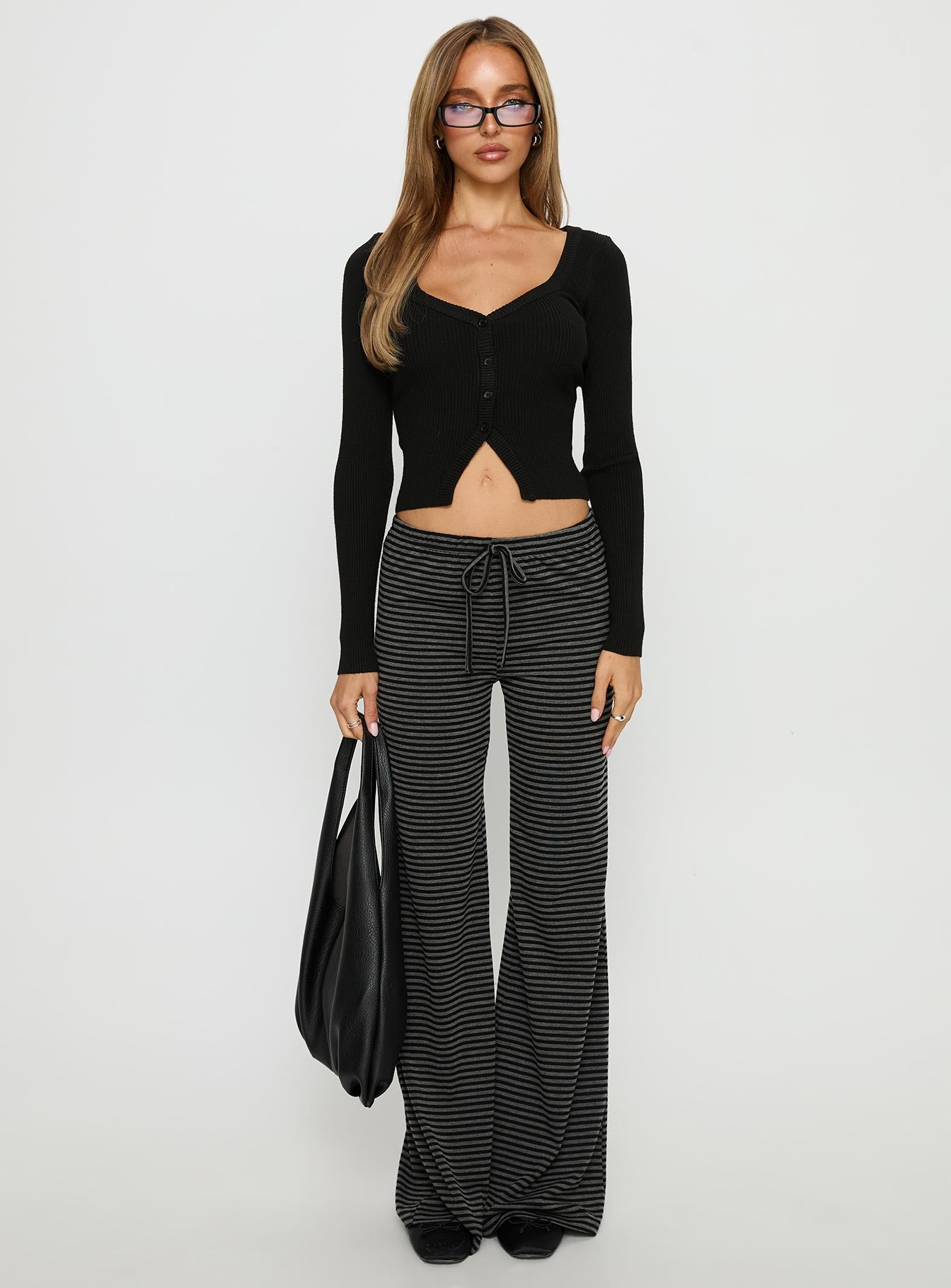 Alfreda Jersey Pants Grey / Black Stripe - Image 7