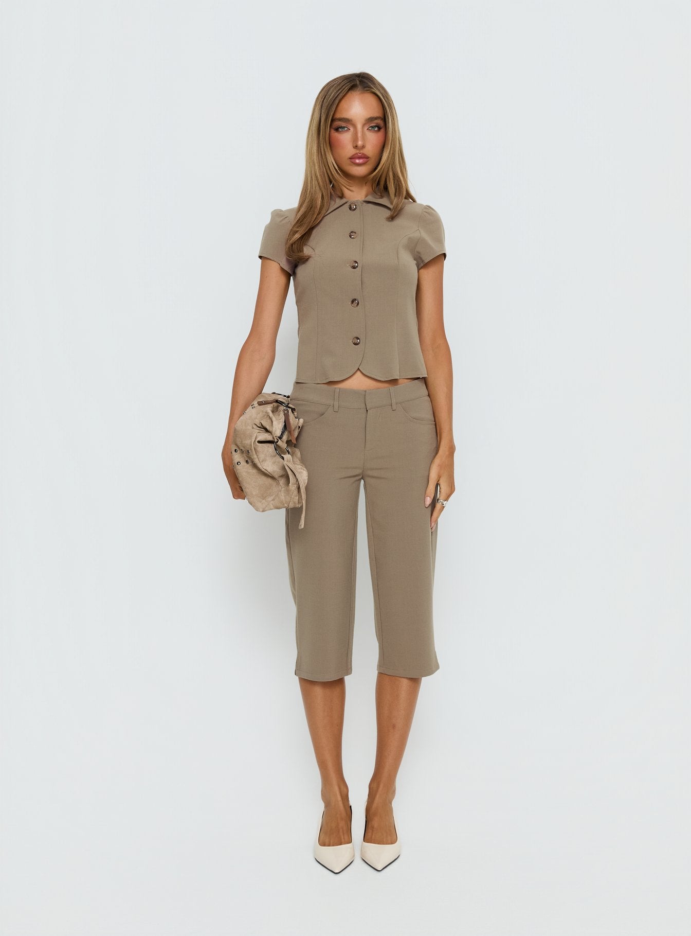 Tunian Capri Tailored Pants Taupe - Image 7