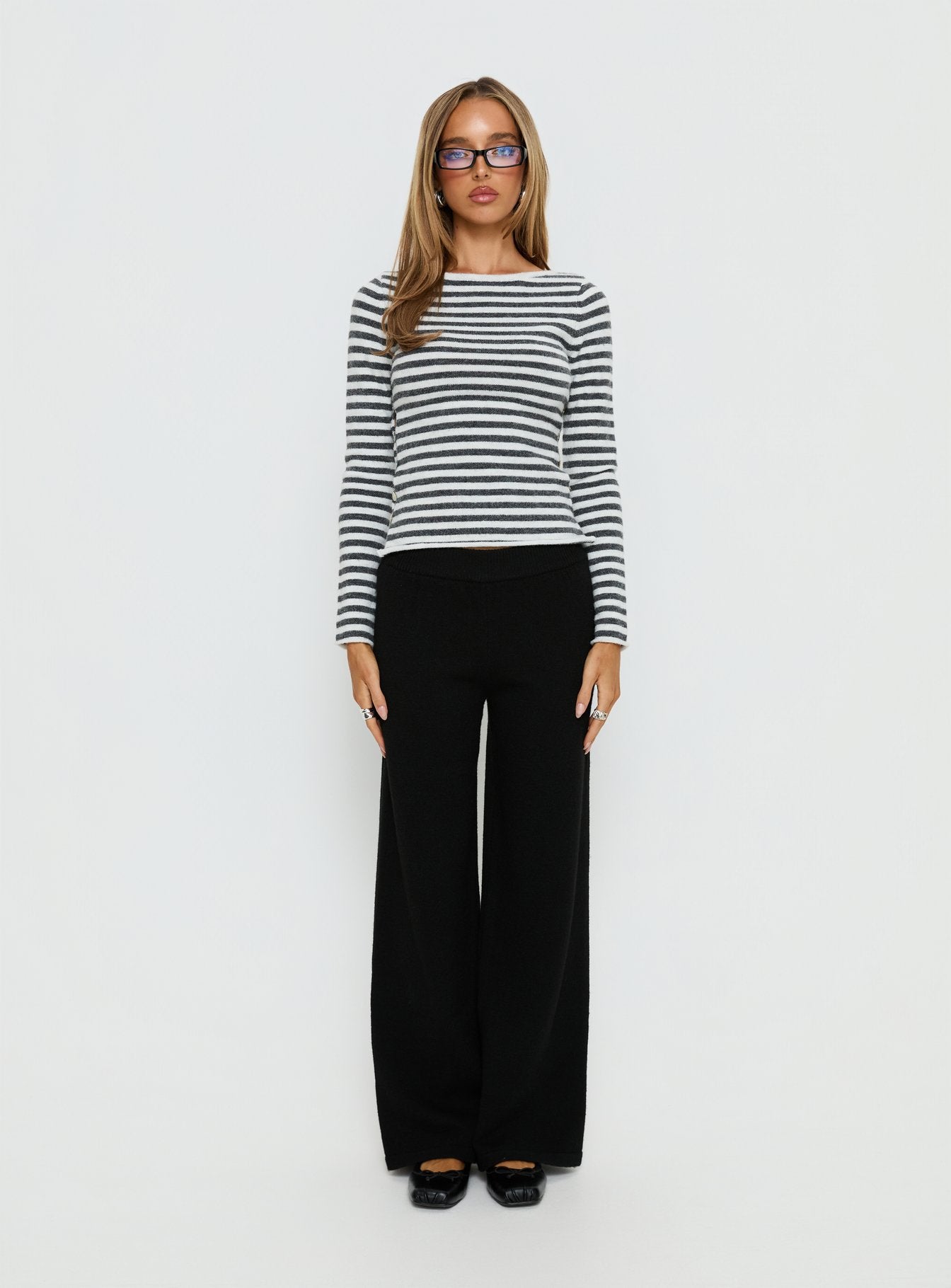 Bekki Wide Leg Knit Pant Black - Image 6