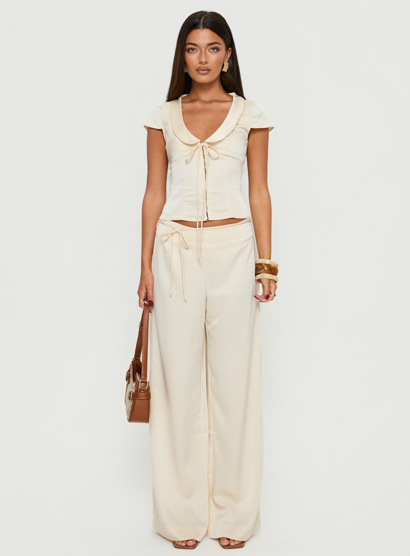 Aubrette Satin Collar Top Cream - Image 7