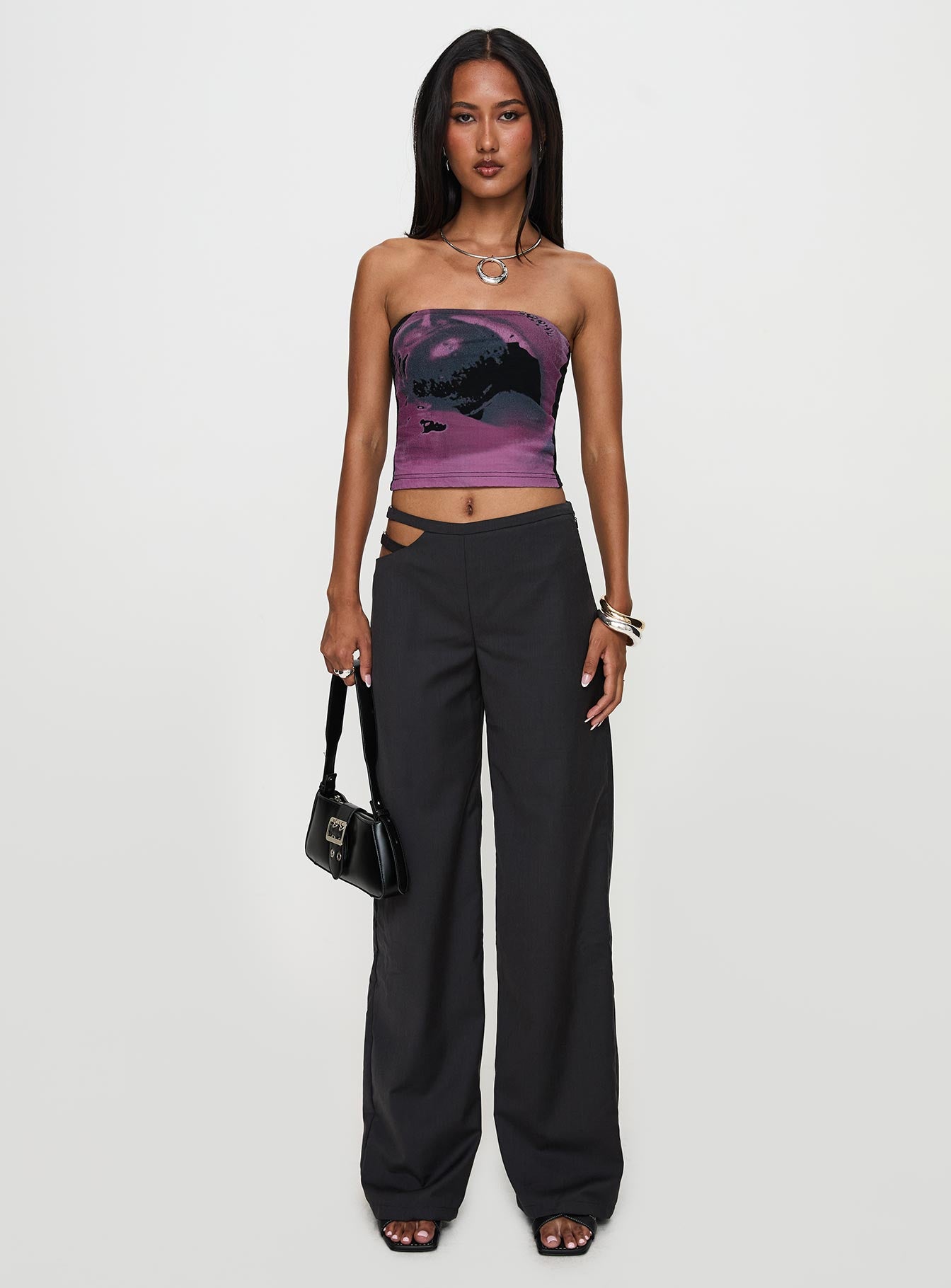 Nights Like This Cut Out Buckle Detail Pants Charcoal - Image 7