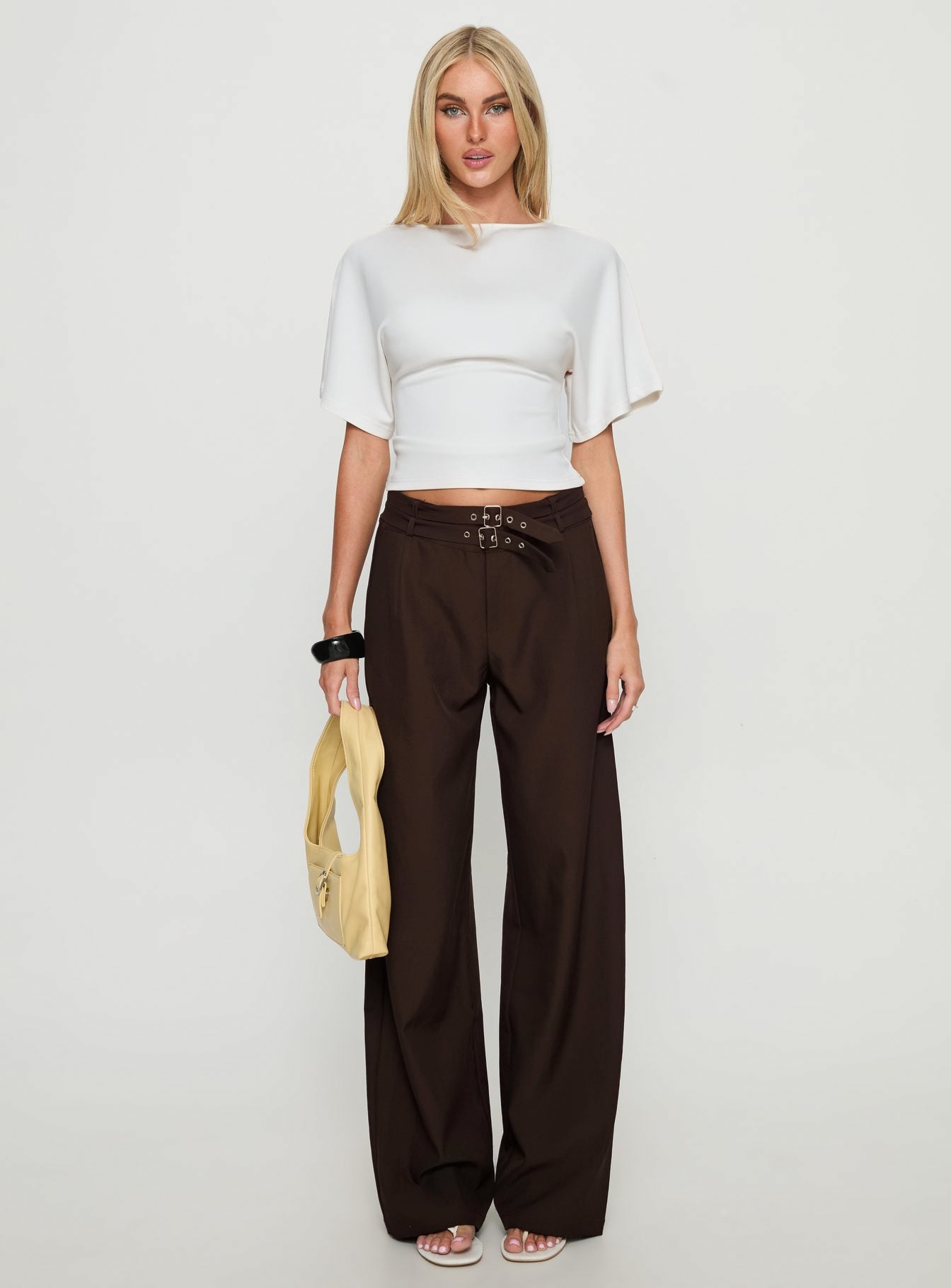 Wylma Belt Detail Tailored Pants Chocolate - Image 7