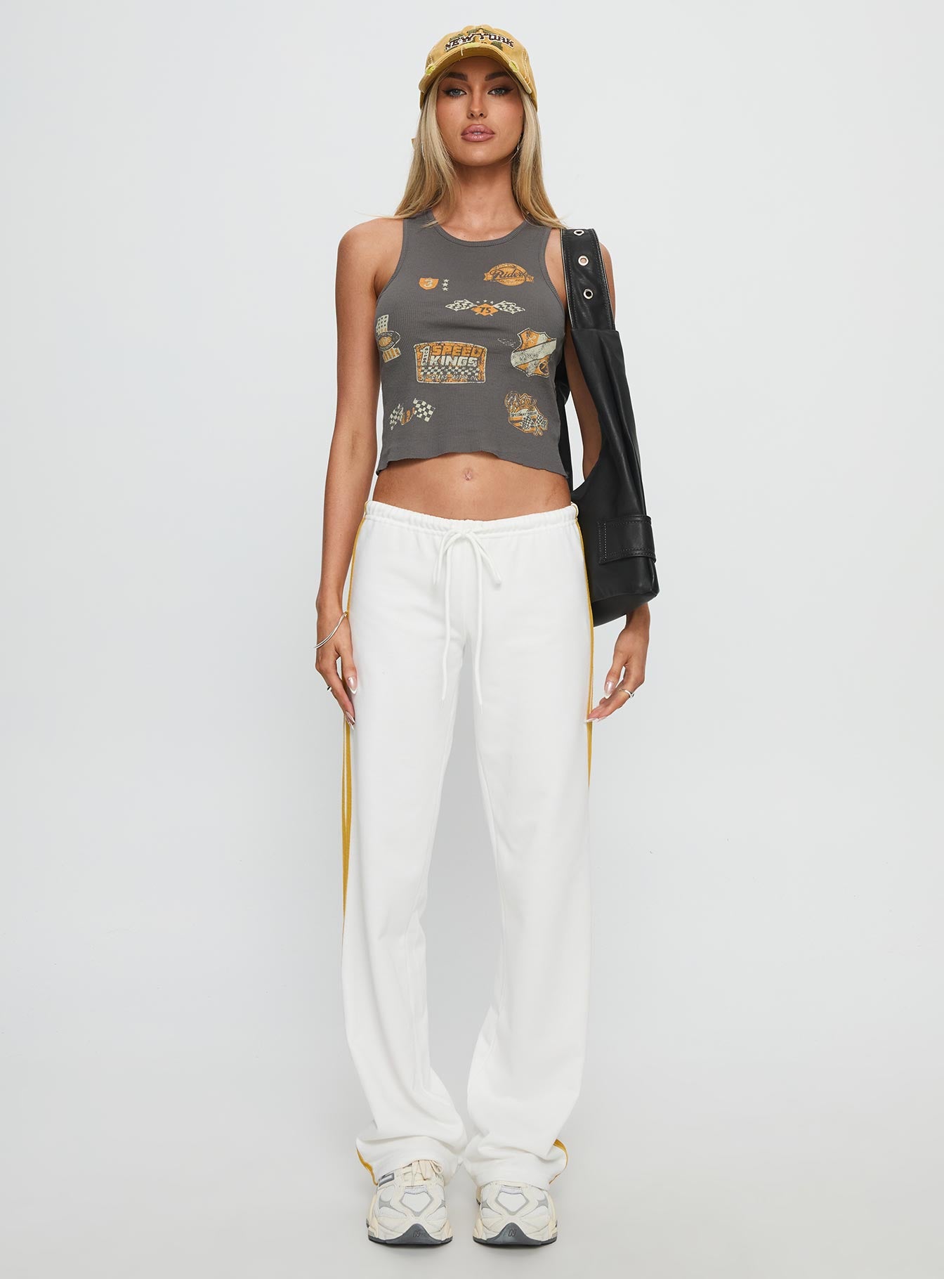 Elation Low Rise Straight Leg Track Pant White - Image 7