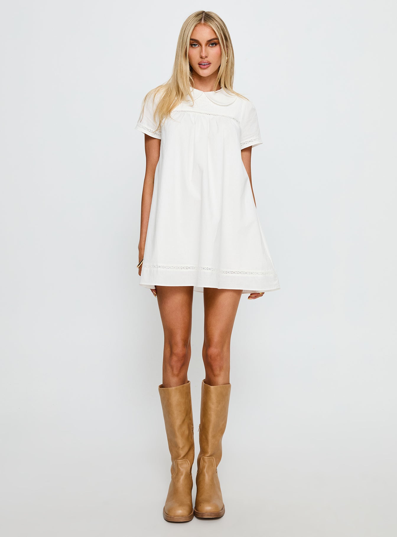 Bethanne Babydoll Mini Dress White - Image 7