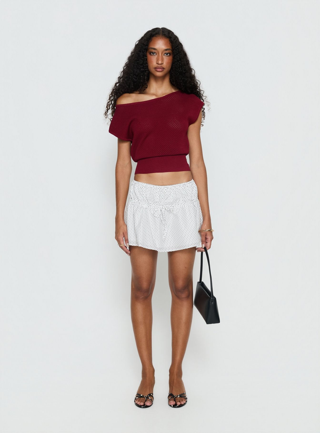 Nomi Mini Skirt White Polka Dot - Image 7