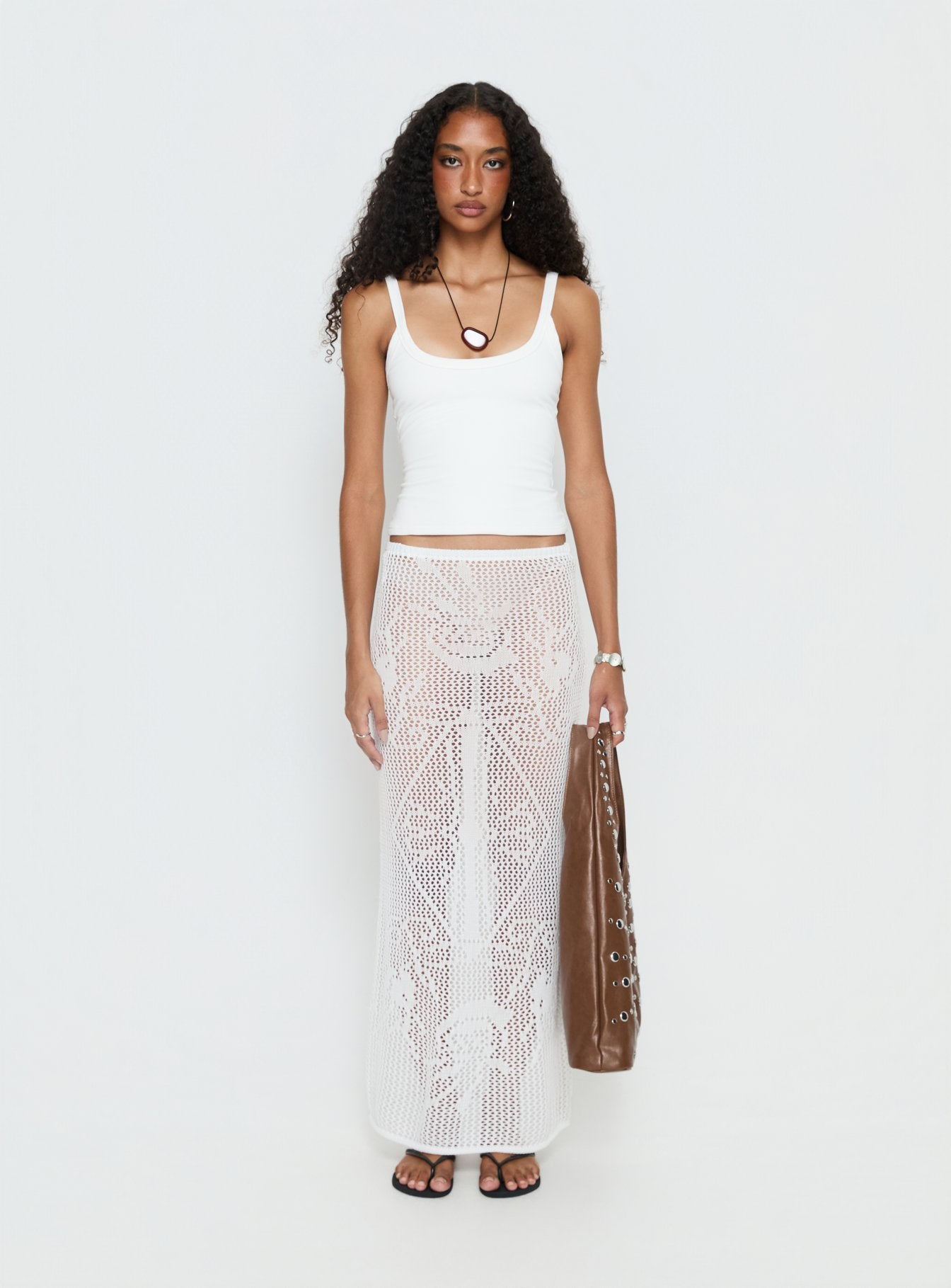 Wisteriah Sheer Maxi Skirt White - Image 7