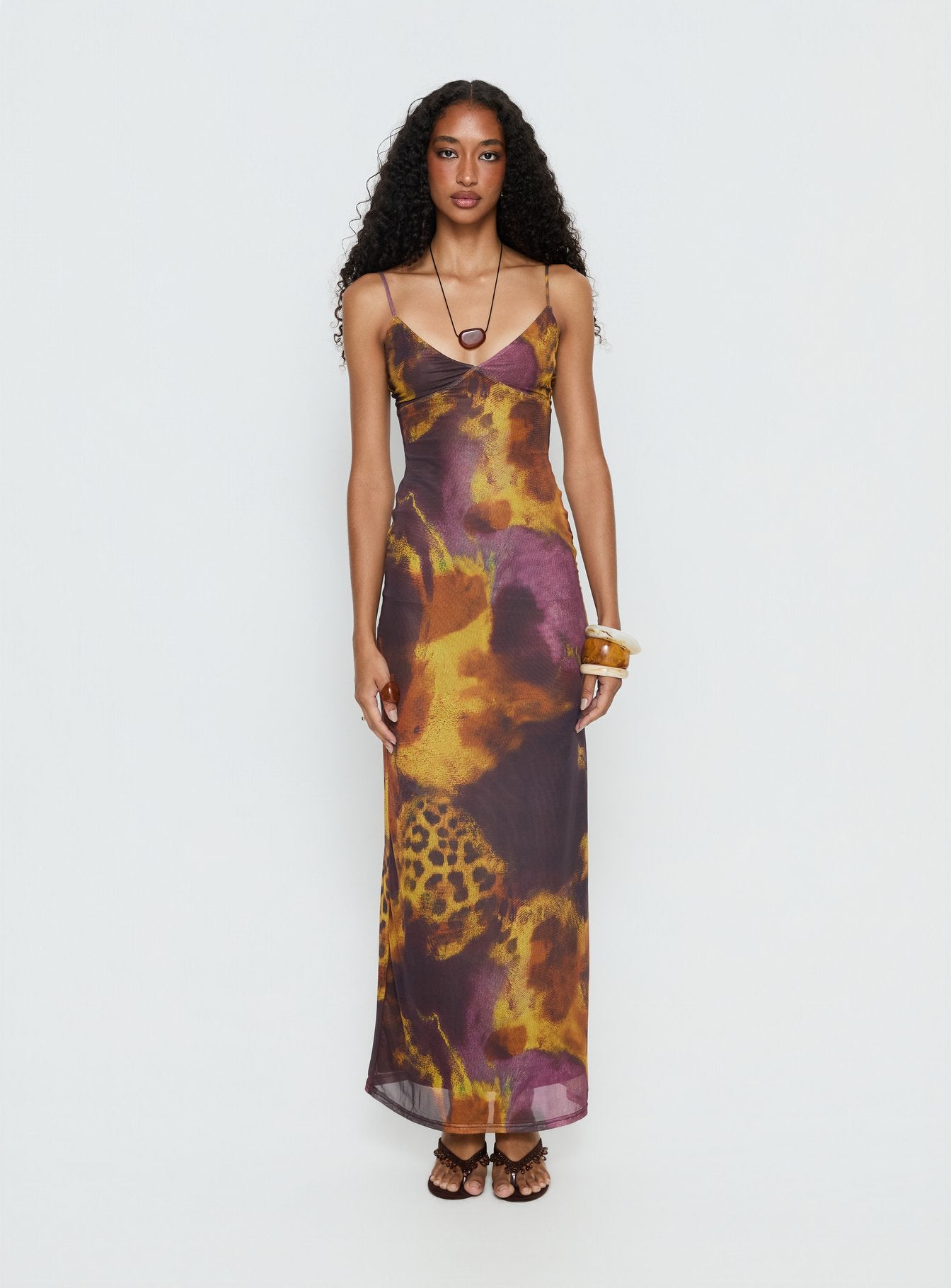 Saphrona V Neck Maxi Dress Leopard Blur - Image 7