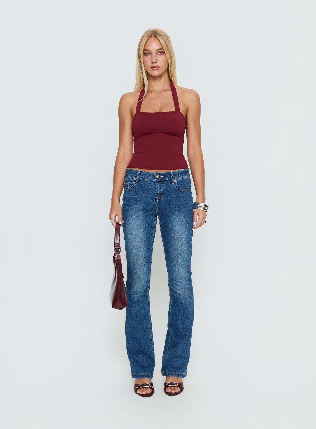 Ghisella Square Neck Halter Top Cherry - Image 7
