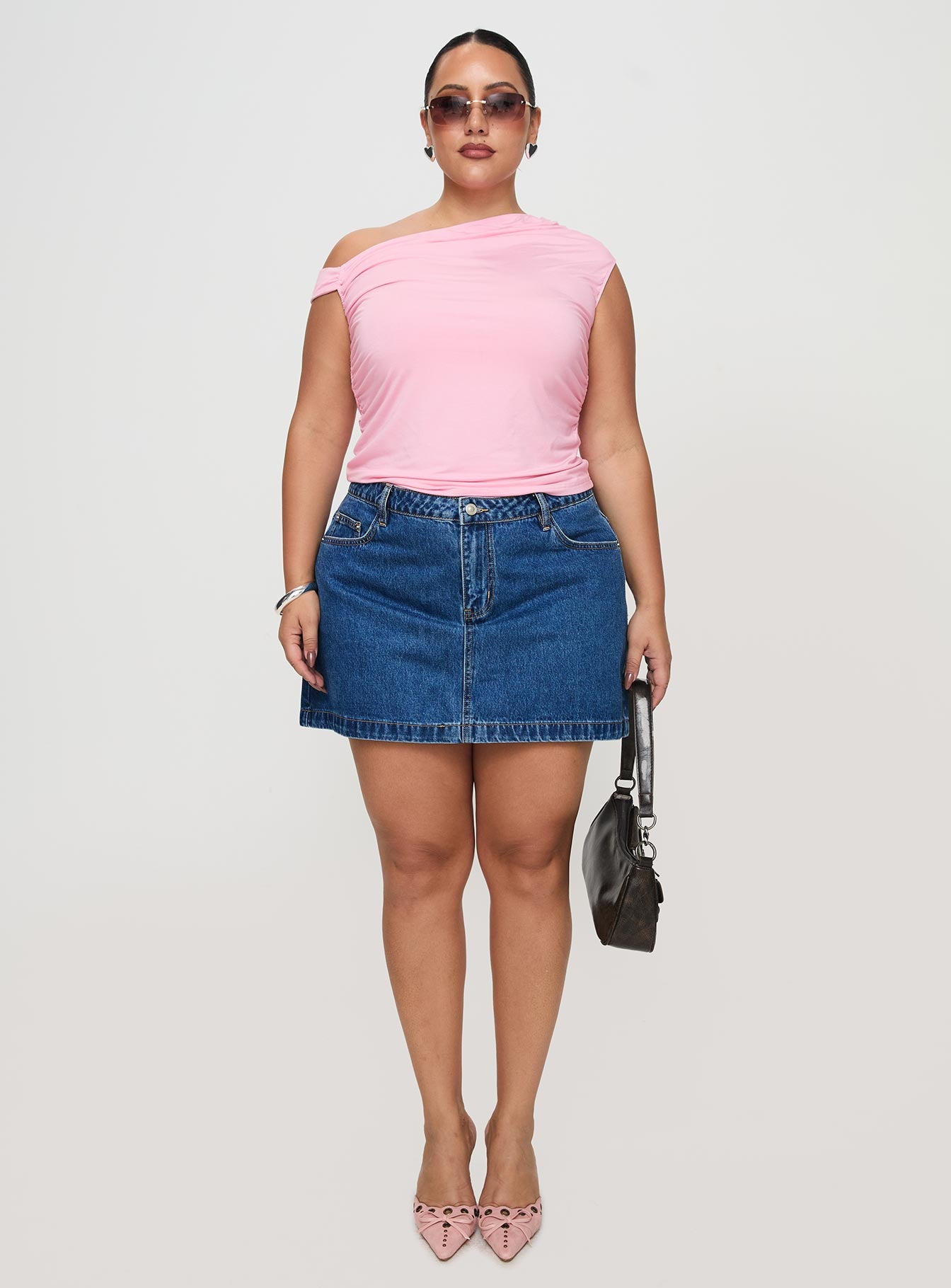 Nickei Denim Mini Skirt Mid Wash Curve - Image 7