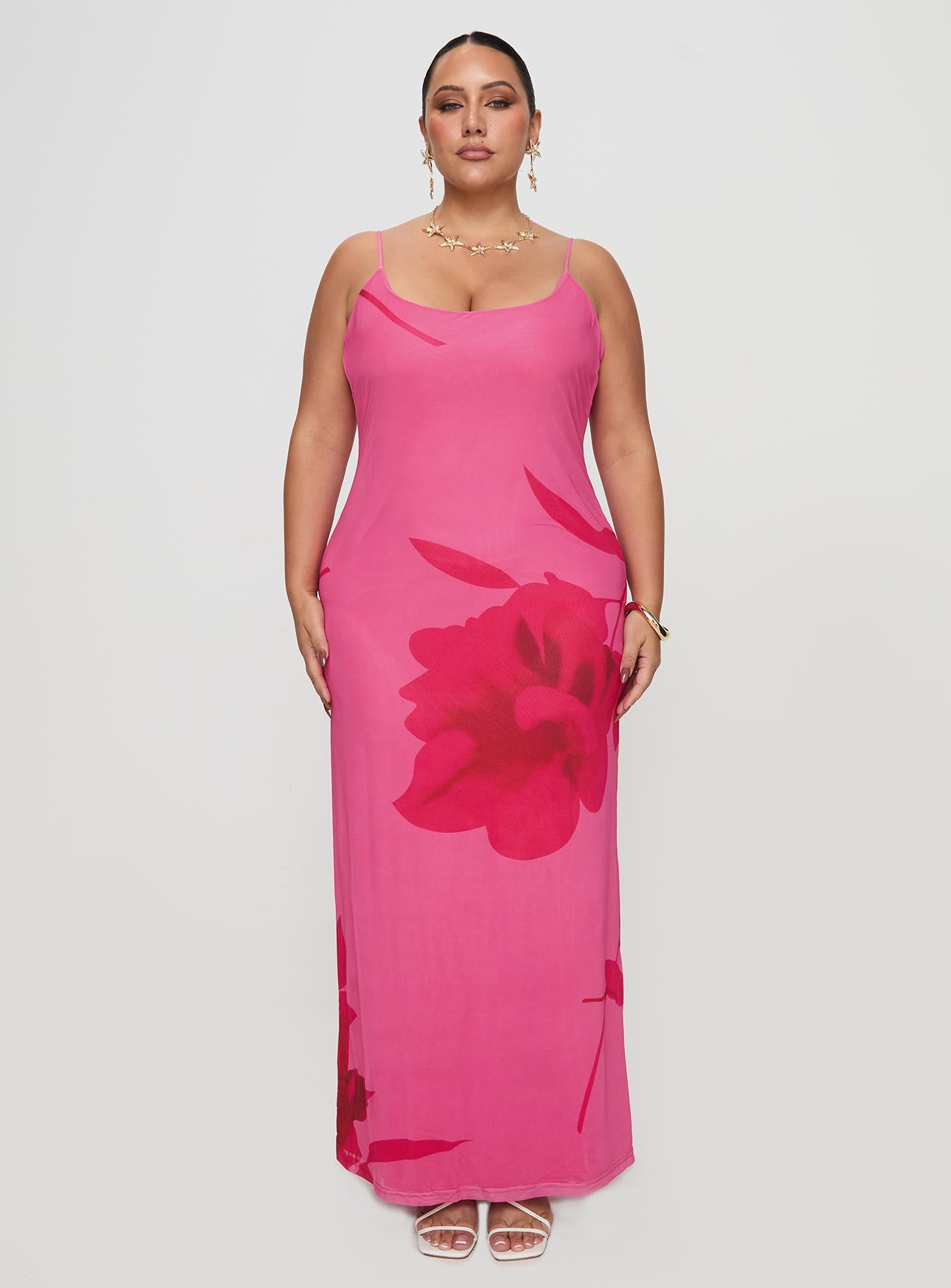 Knox Maxi Dress Hot Pink Floral Curve - Image 7