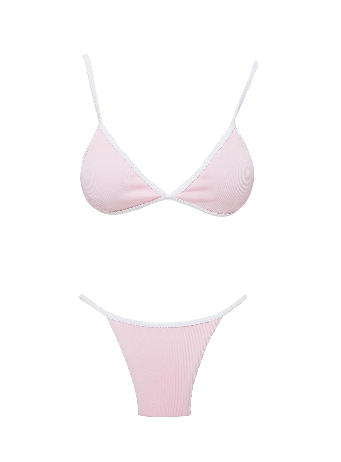 Olivia Adjustable Cheeky Bikini Bottom Pink / White - Image 5